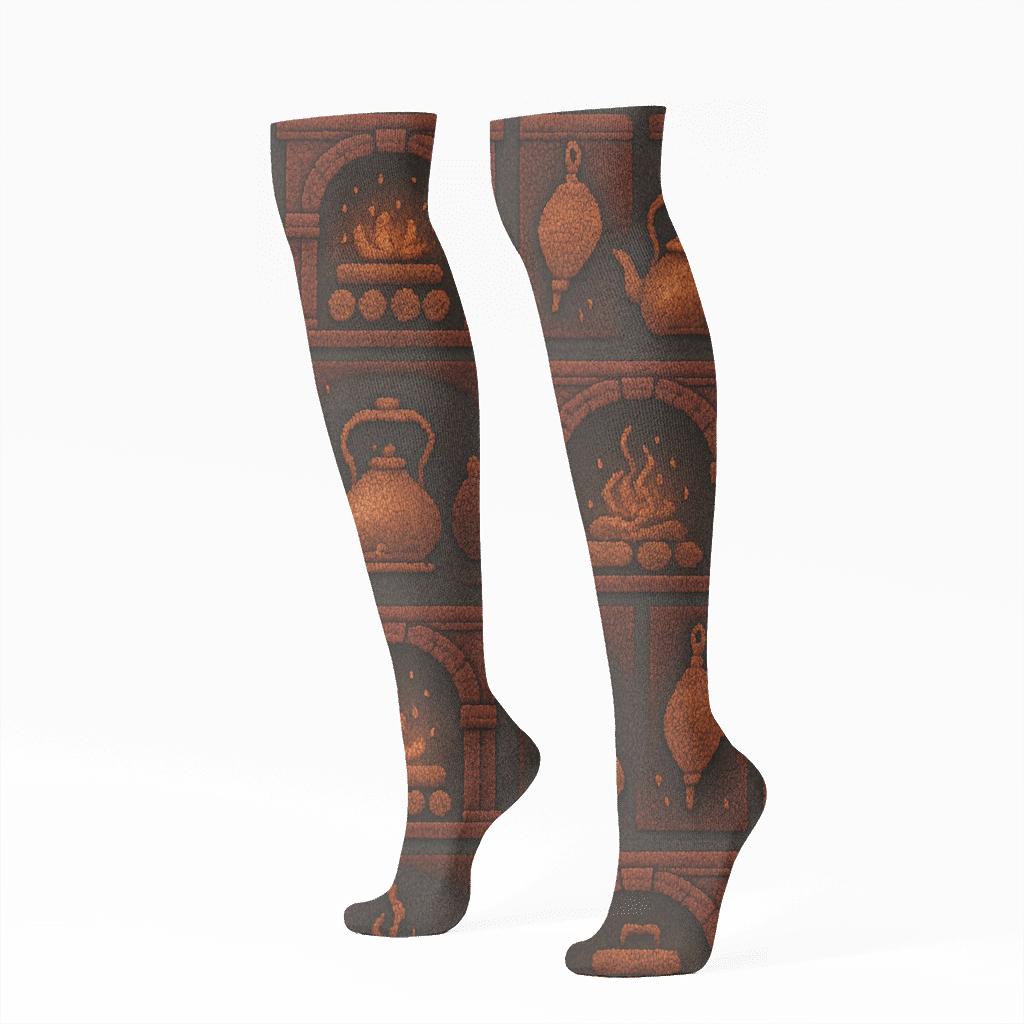 Hearth Tile Lattice With Heart Motif premium sports knee-high socks