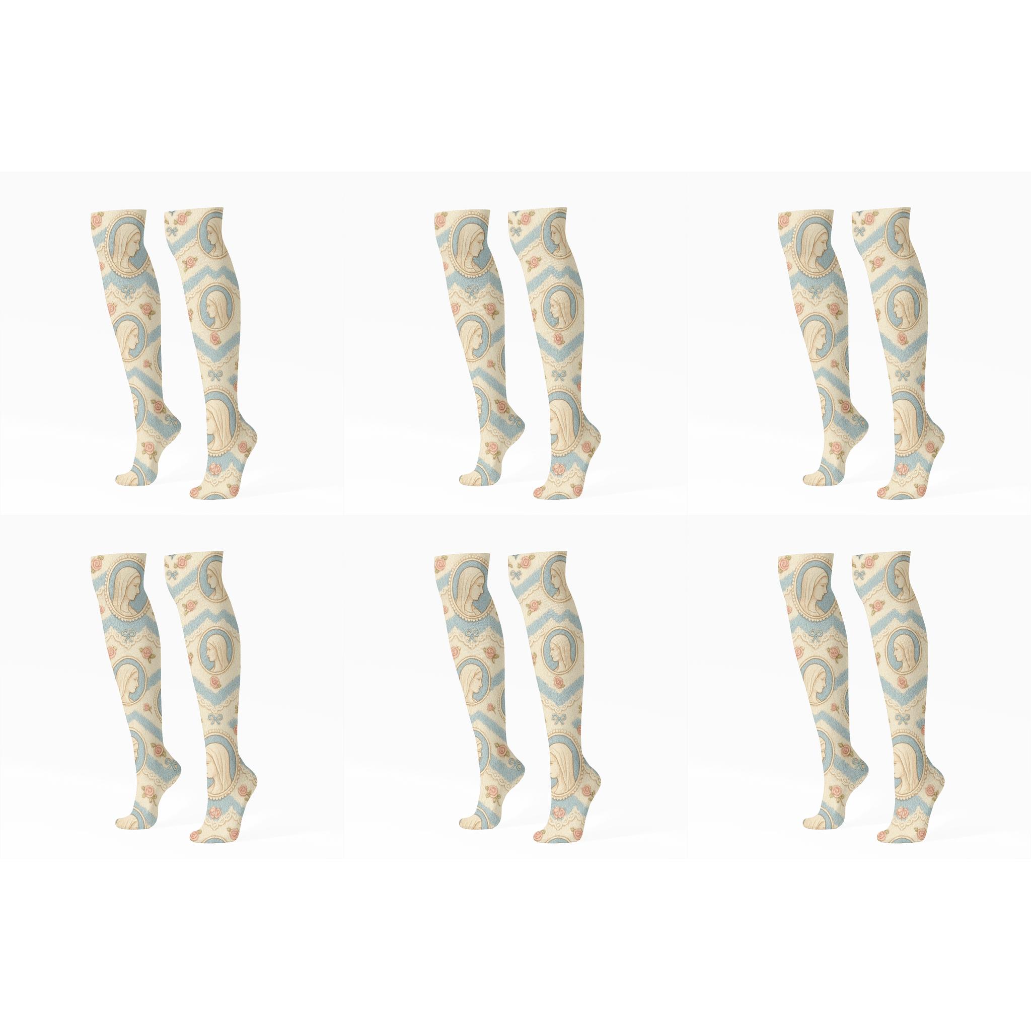 Cameo Chevron Pattern With Mary trendy patterned knee-high socks