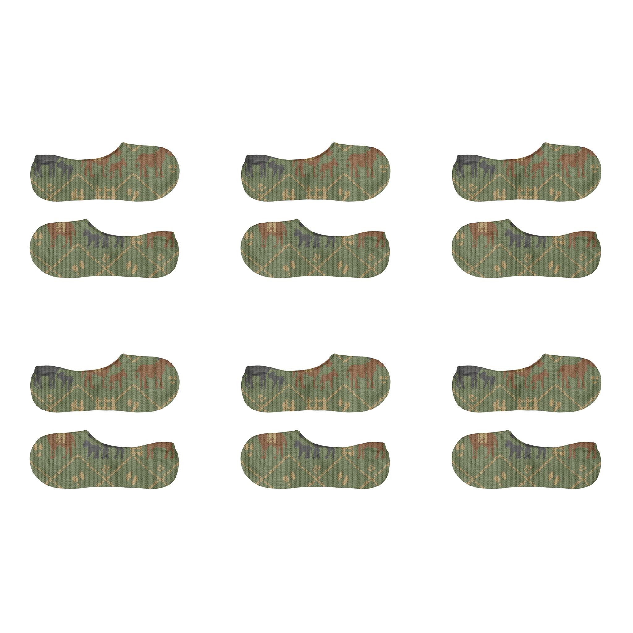 Patchwork Pasture Print With Donkey Motifs trendy no-show sock styles