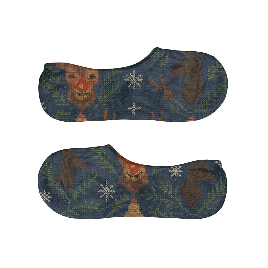 Rudolph Lattice Tapestry designer printed no-show socks