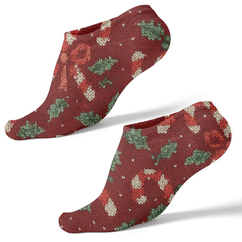 Festive Lattice Scarf With Candy Canes Motif designer print ankle socks