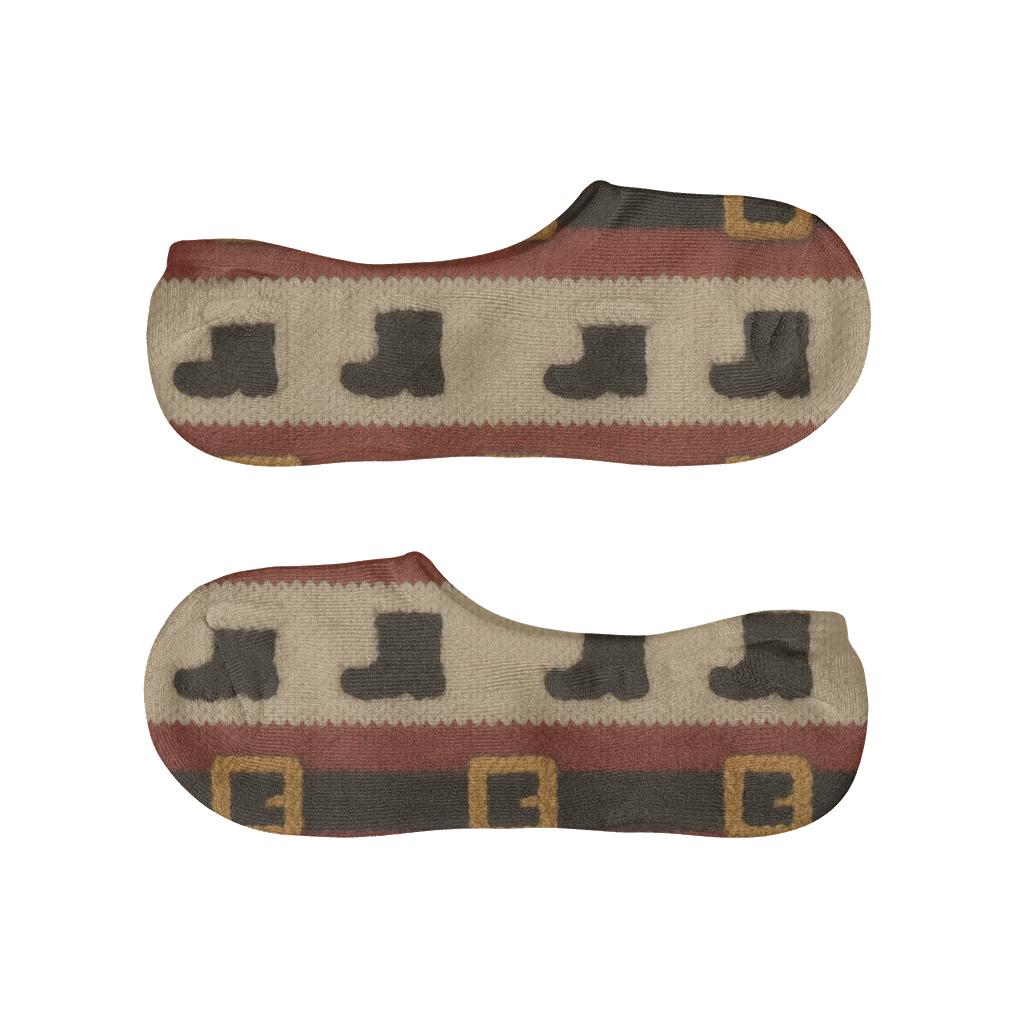 Cozy Santa Pattern With Belt And Buckle soft cotton no-show socks