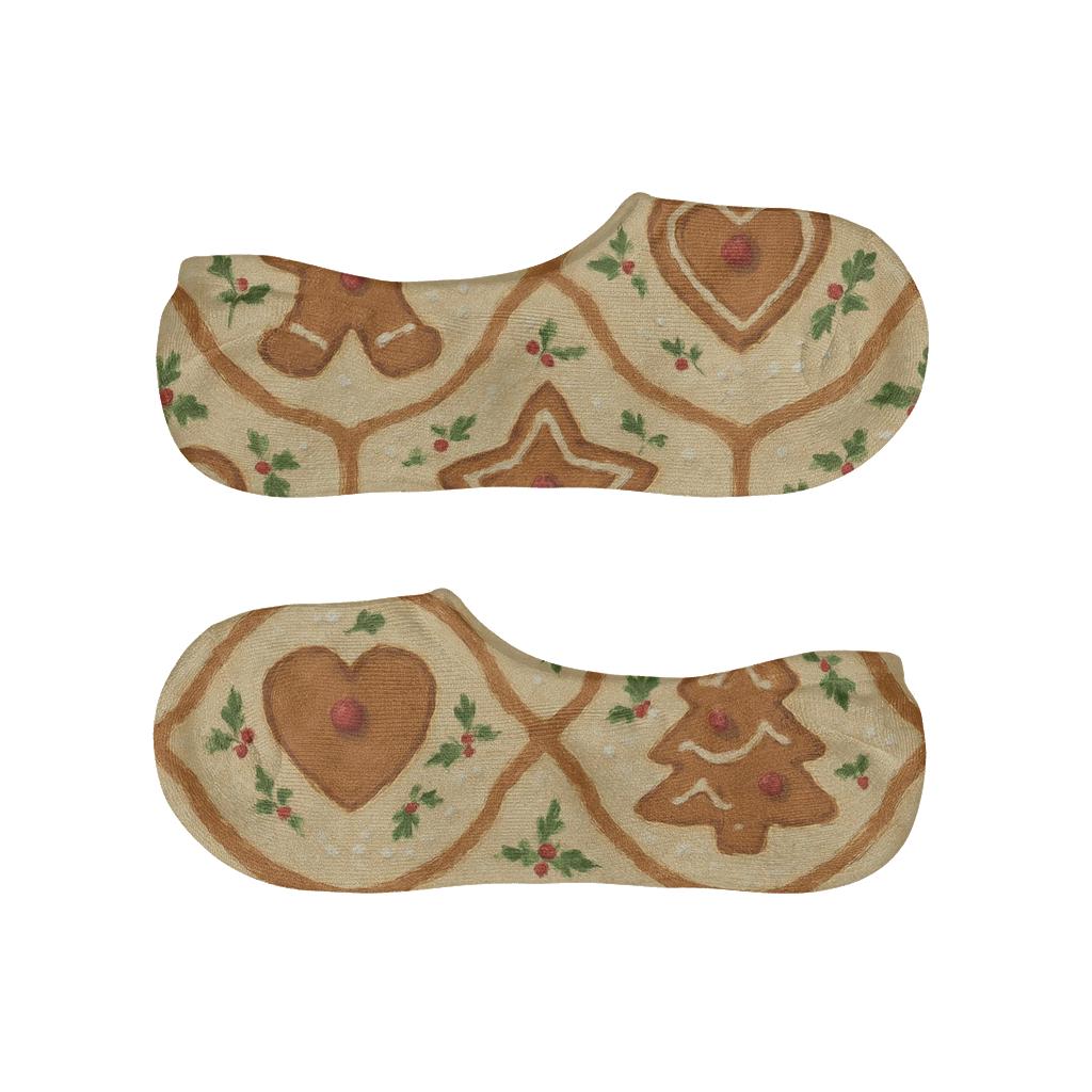 Gingerbread Lattice Holiday Edition breathable seamless no-show sockscustom no-show socks