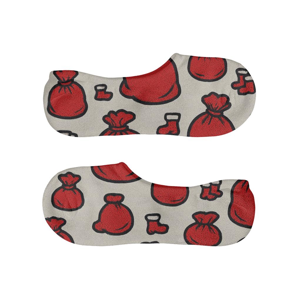 Santa Sack Scatter Pattern low cut no-show socks
