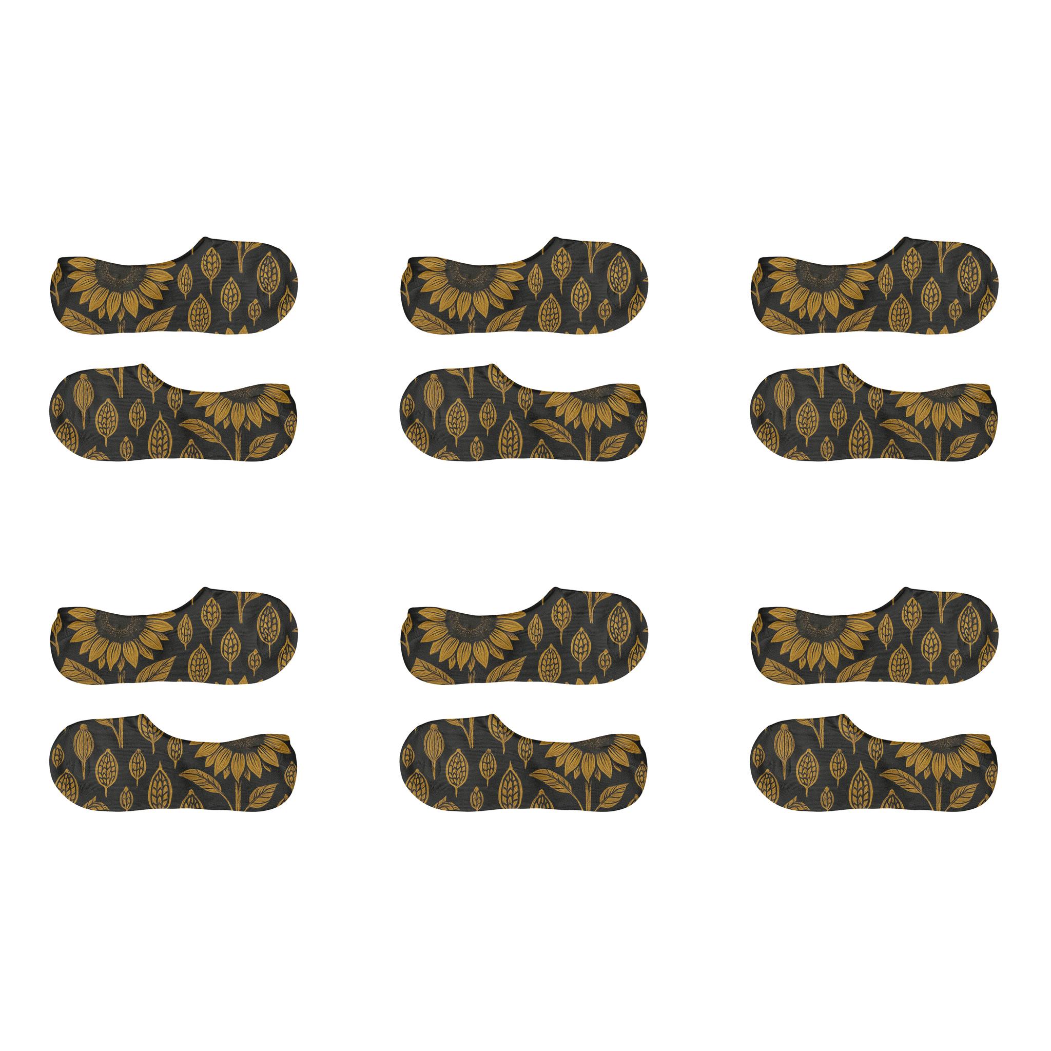 Sunflower Grid On Charcoal Field anti-slip no-show socks
