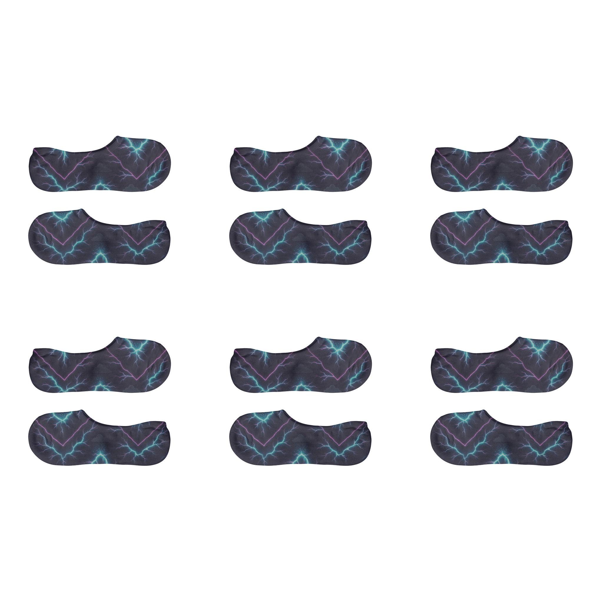 Fractal Chevron Strike Grid designer print no-show socks
