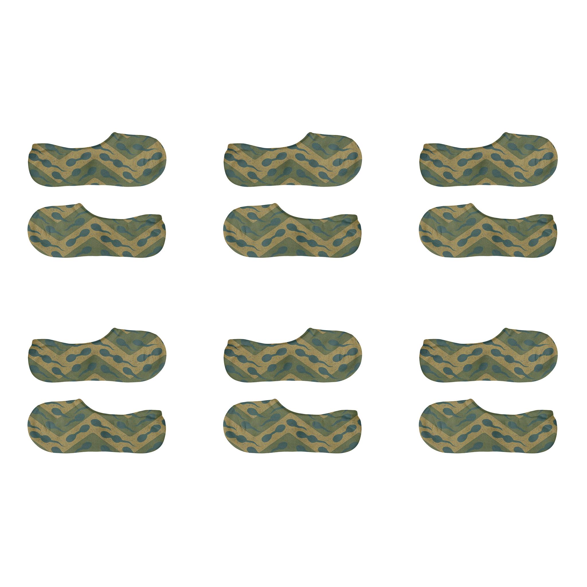 Tadpole Chevron Flow On Moss Green soft cotton no-show socks