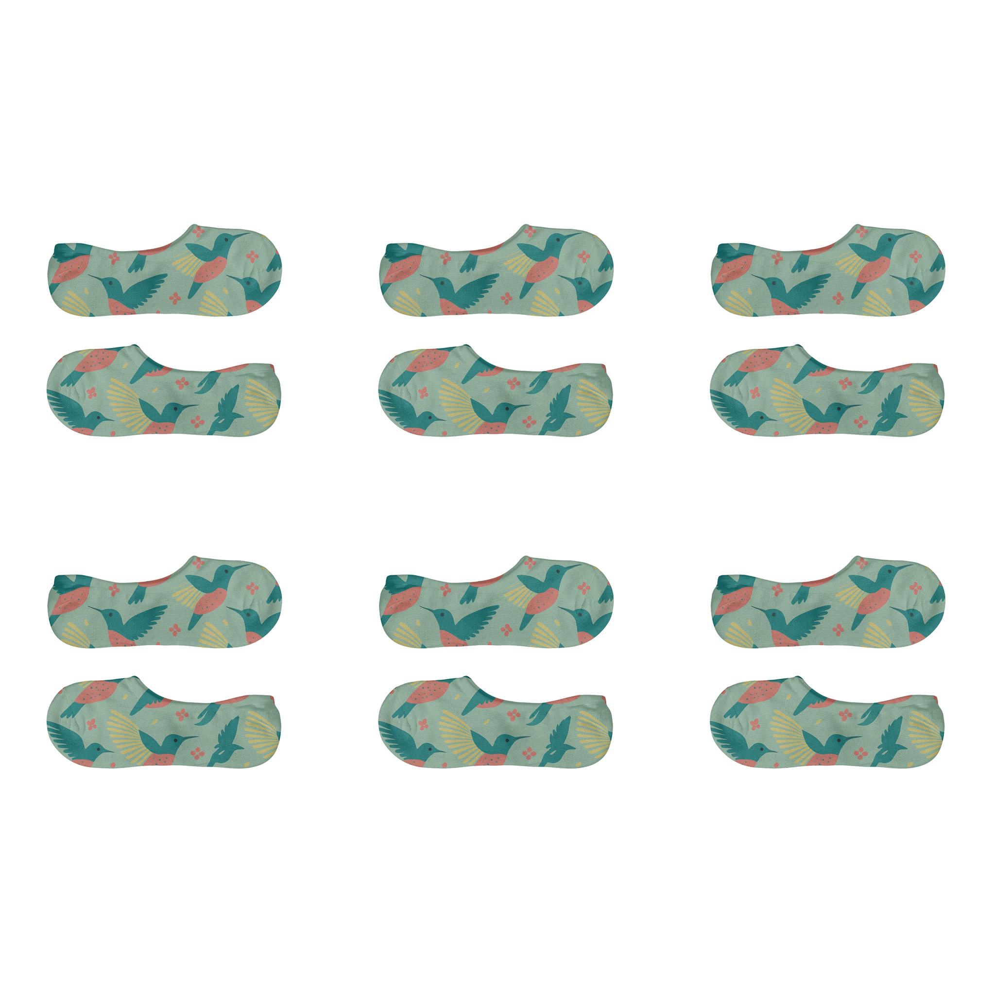Hummingbird Diagonal Flight Tessellation On Mint personalized no-show socks