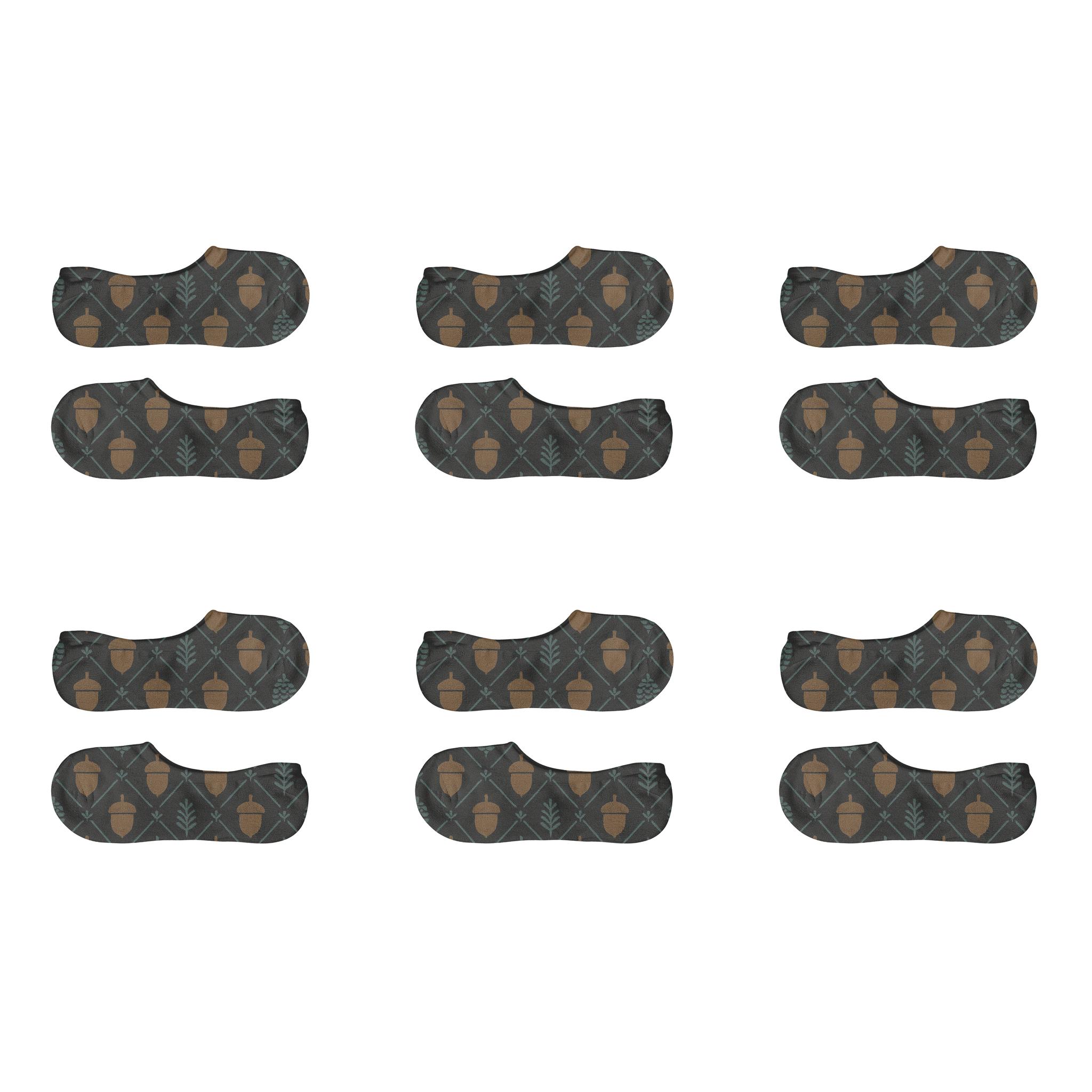 Acorn Lattice On Charcoal personalized invisible socks