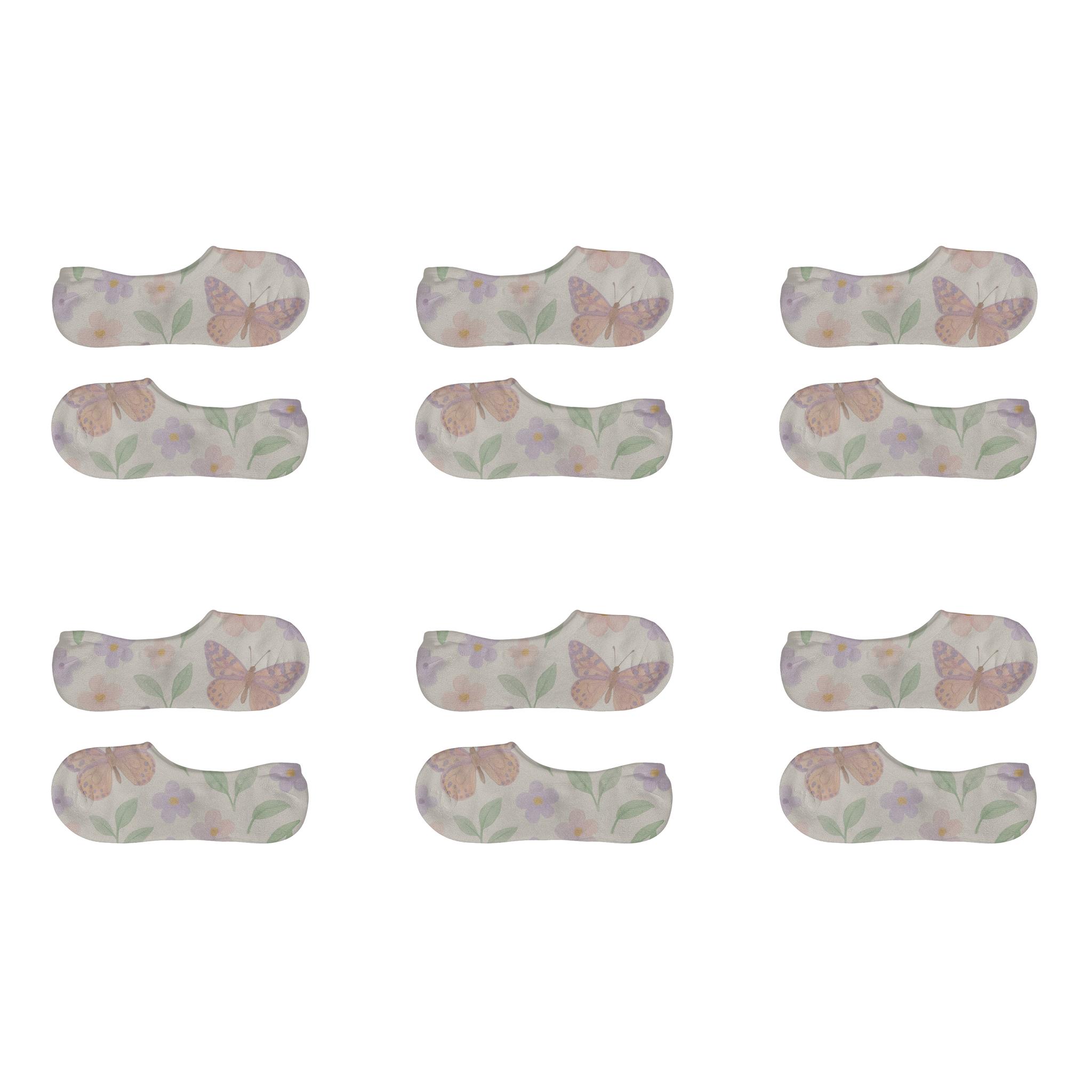Pastel Garden Scatter breathable seamless no-show sockscustom no-show socks