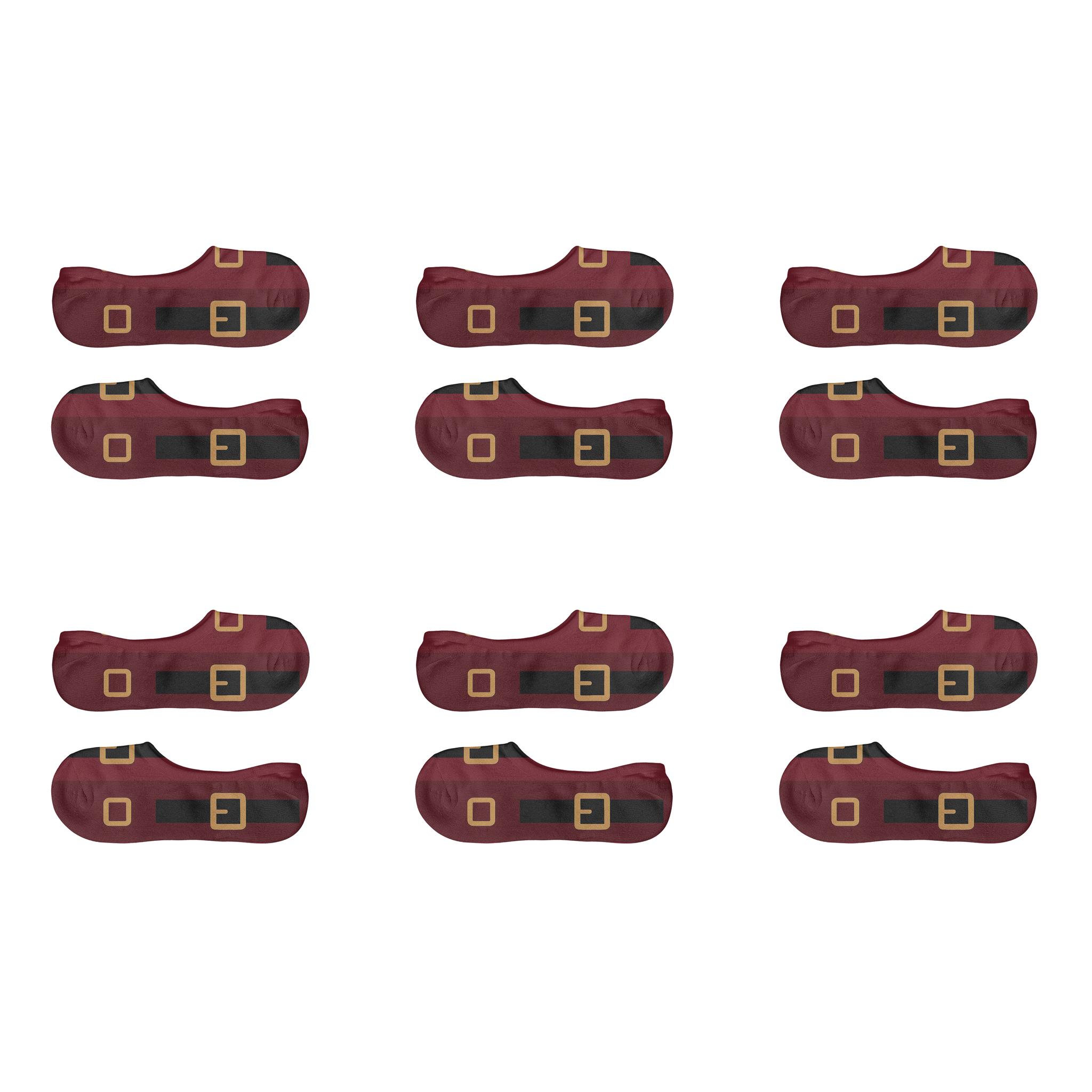 Santa Belt Buckle Progression custom no-show socks