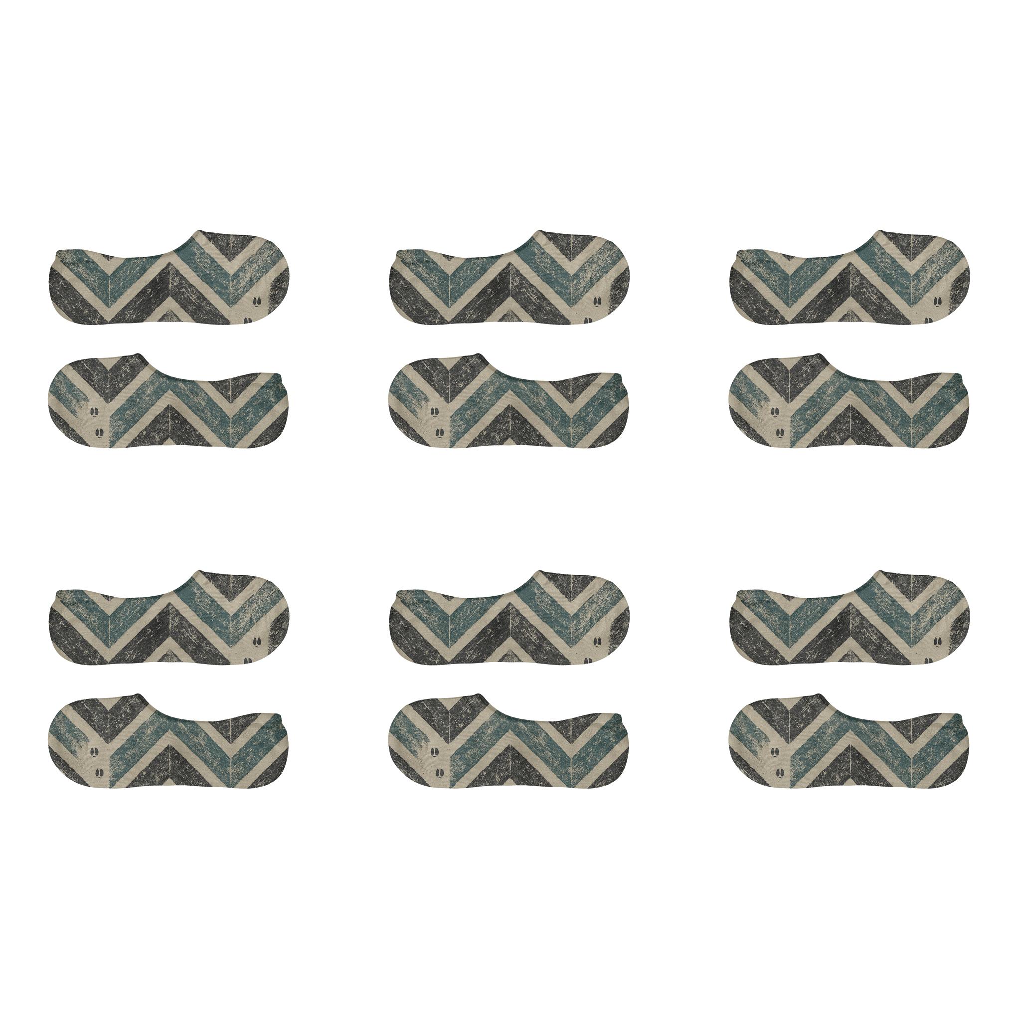 Fragmented Stripe Chevron Field personalized no-show socks