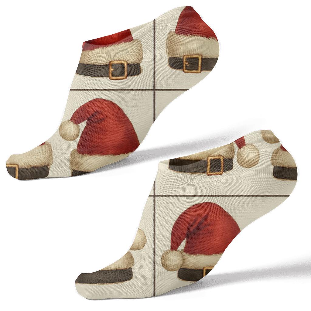 Santa Vintage Hat Grid unique graphic ankle socks
