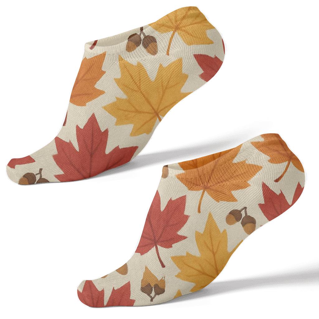 Golden Maple Tessellation On Cream trendy patterned ankle socks