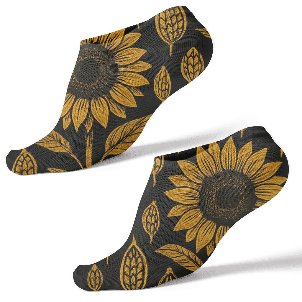 Sunflower Grid On Charcoal Field stylish athletic ankle socks