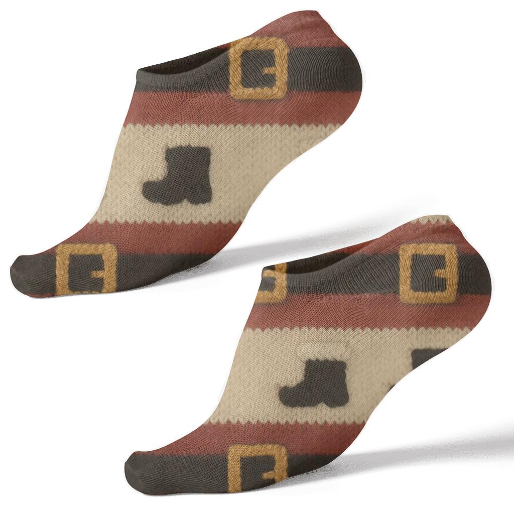 Cozy Santa Pattern With Belt And Buckle comfortable cotton ankle socks