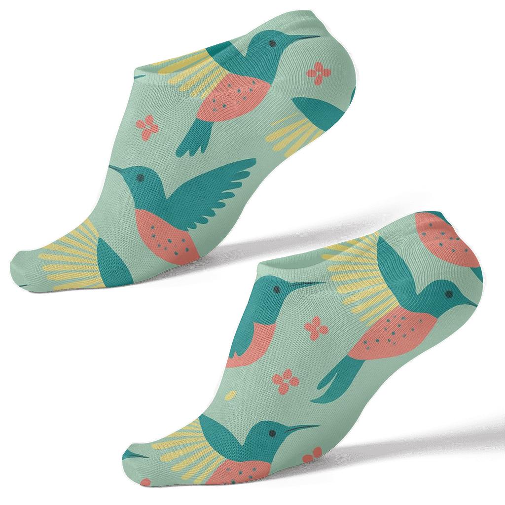 Hummingbird Diagonal Flight Tessellation On Mint premium sports ankle socks