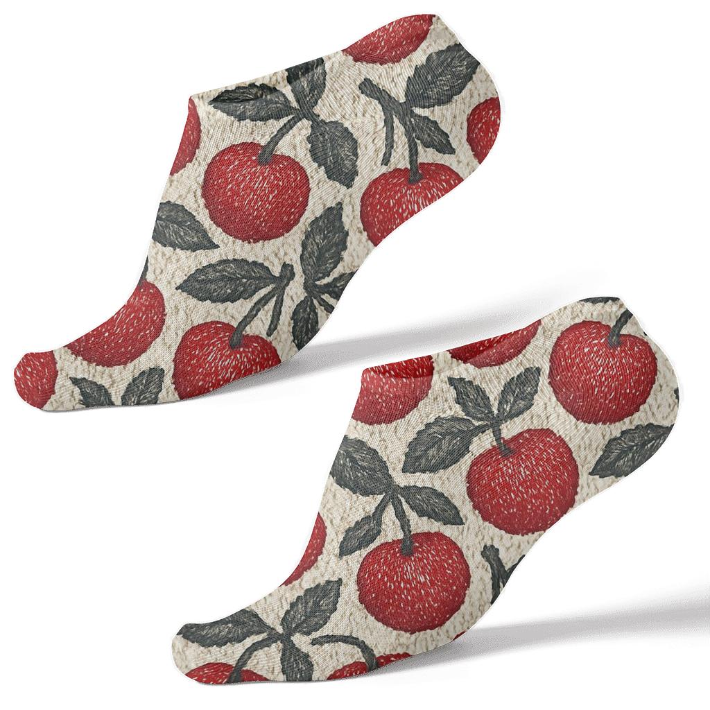 Shaded Cherry Tessellation On White trendy patterned ankle socks