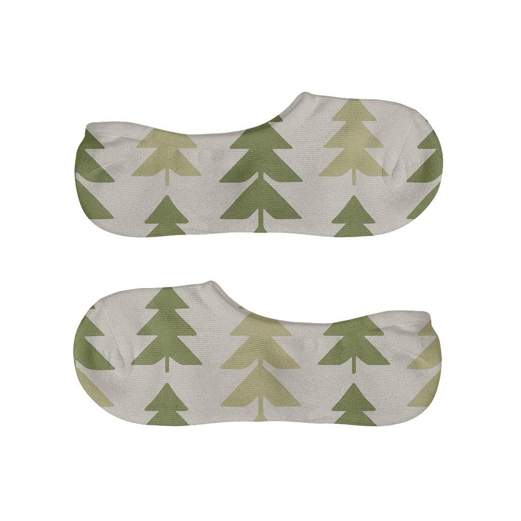 Fir Tree Mirror Holiday Pattern trendy no-show sock styles