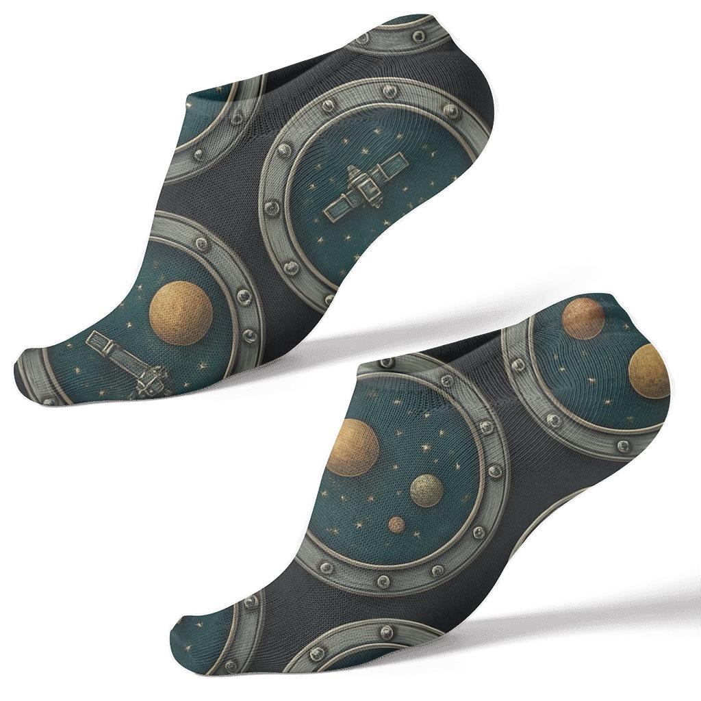 Astronaut Porthole Repeat designer print ankle socks