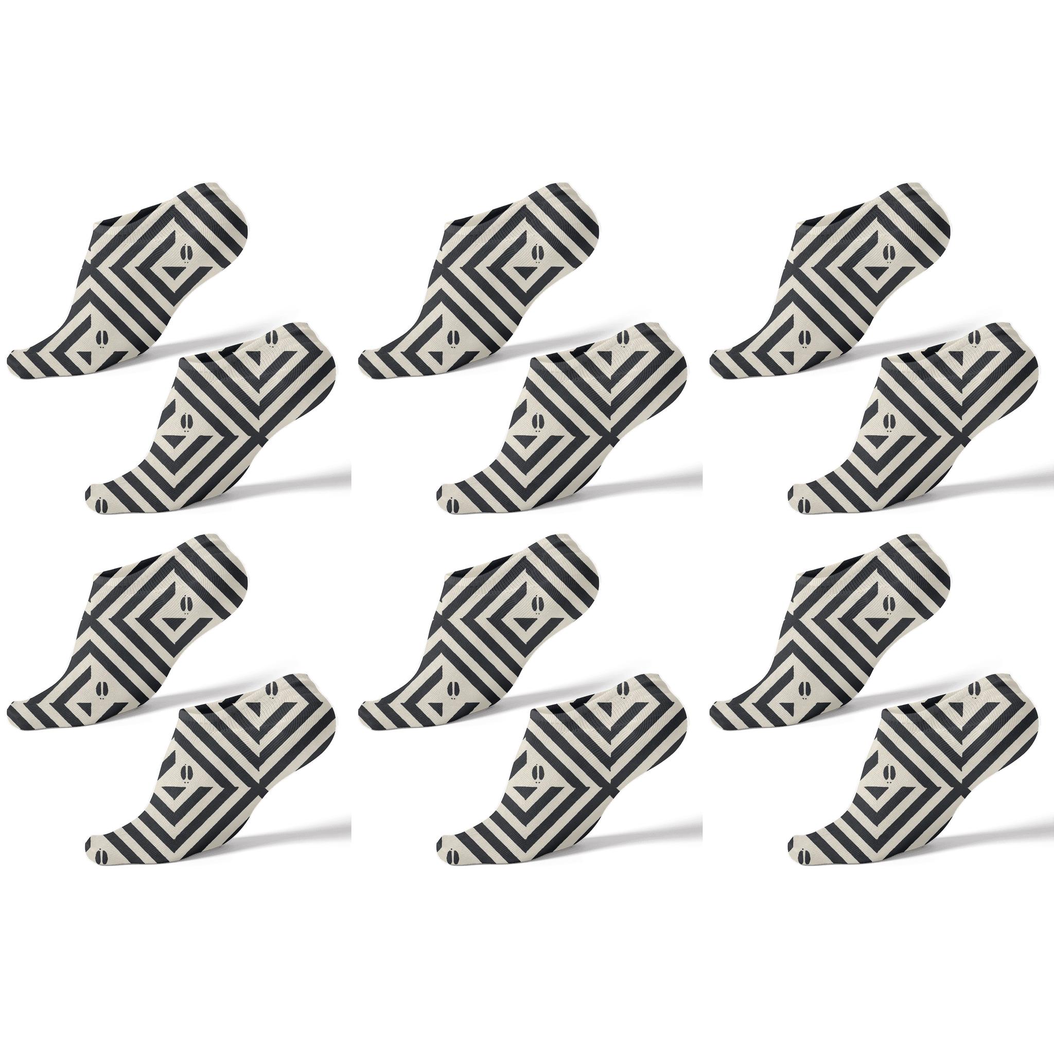 Tessellated Zebra Stripe Grid comfortable cotton ankle socks