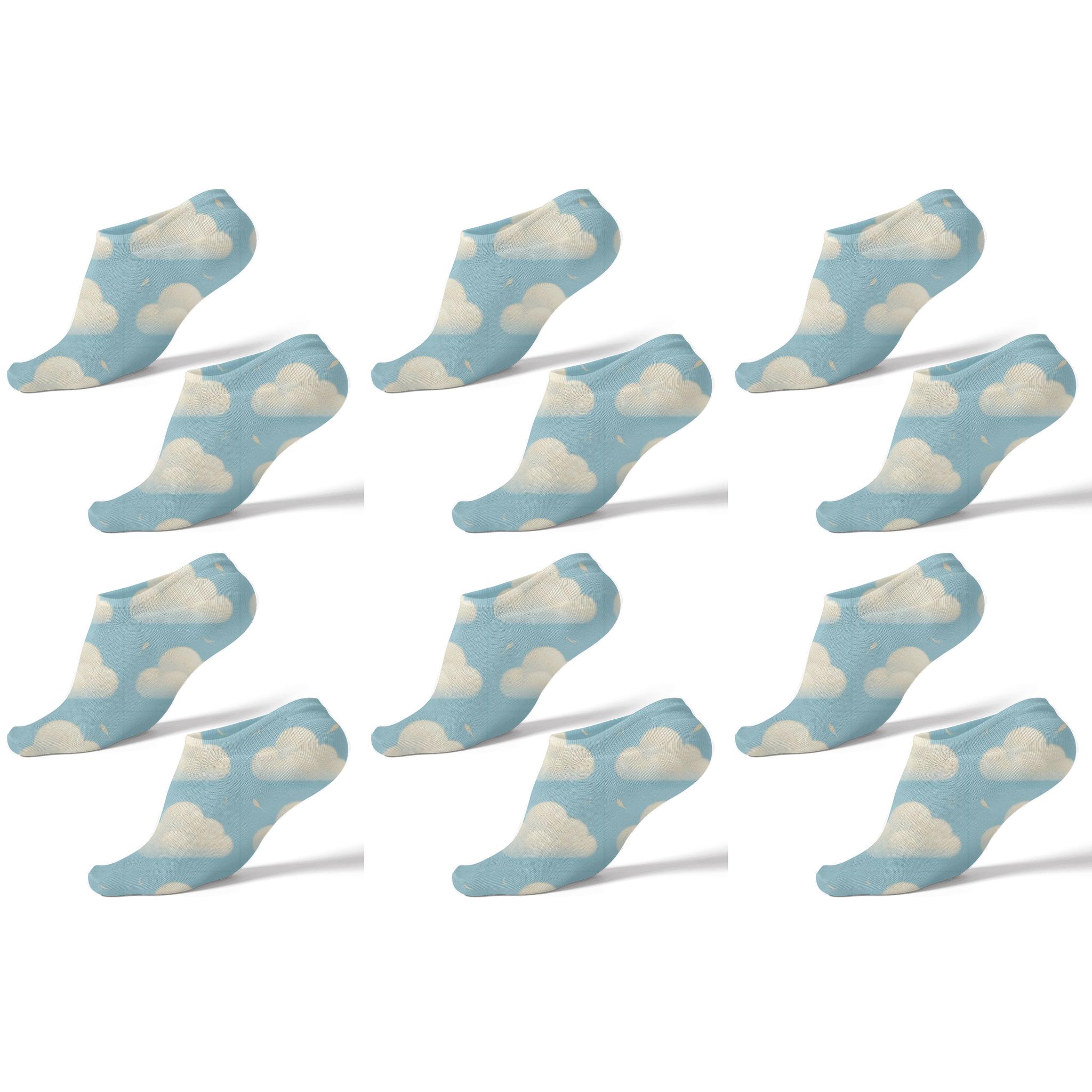 Cumulus Grid On Sky Blue Field designer print ankle socks