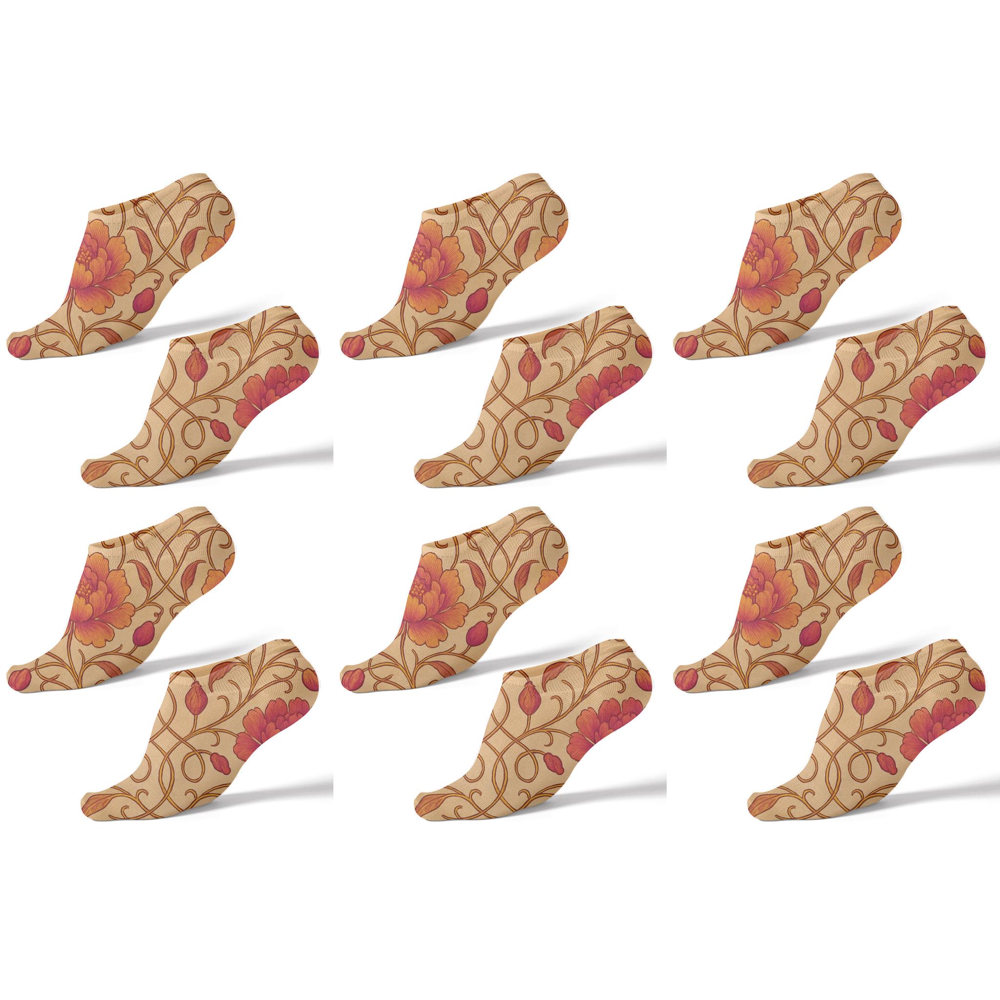 Peony And Vine Mirror Band On Blush Ground premium sports ankle socks