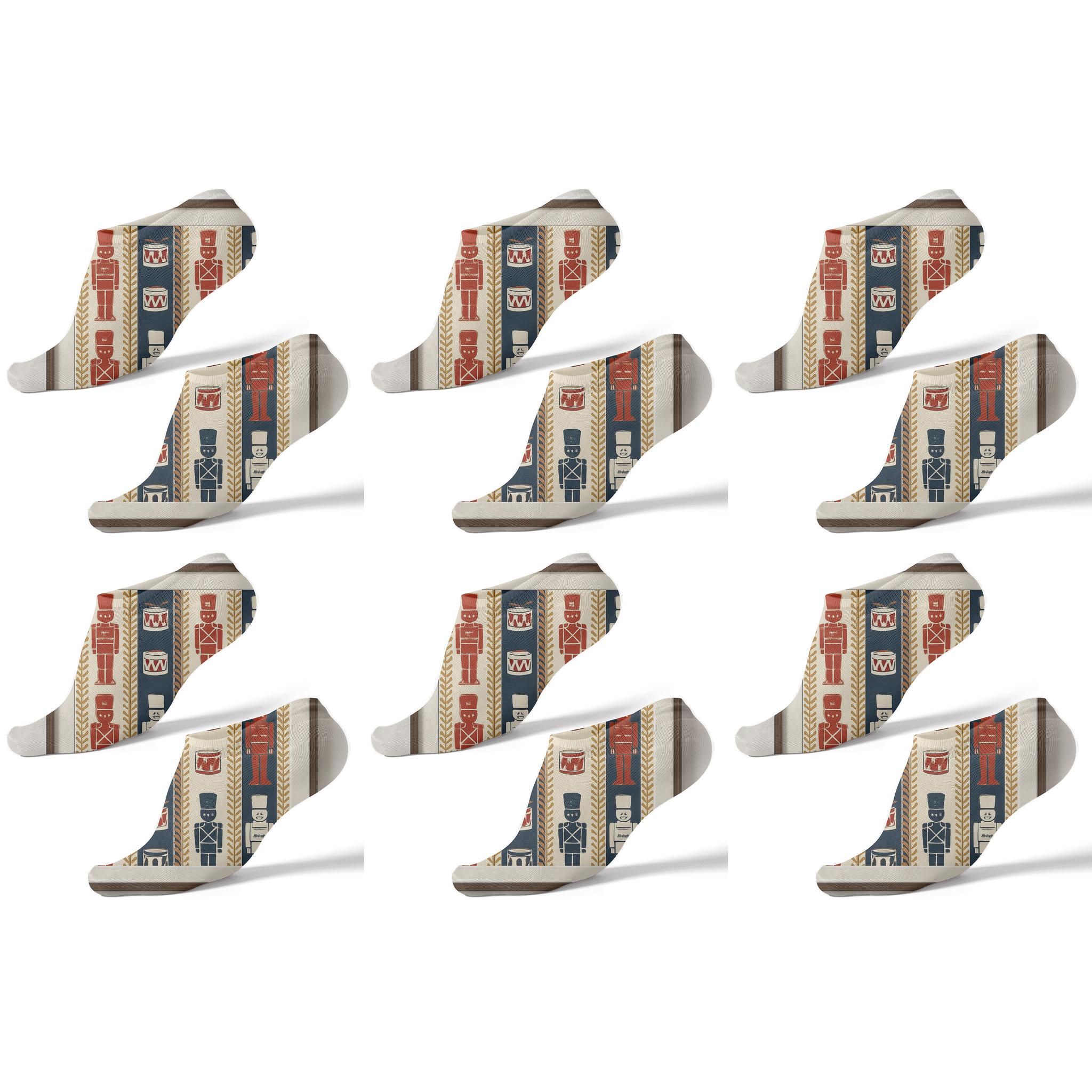 Nutcracker Silhouette Stripe On Ivory stylish athletic ankle socks