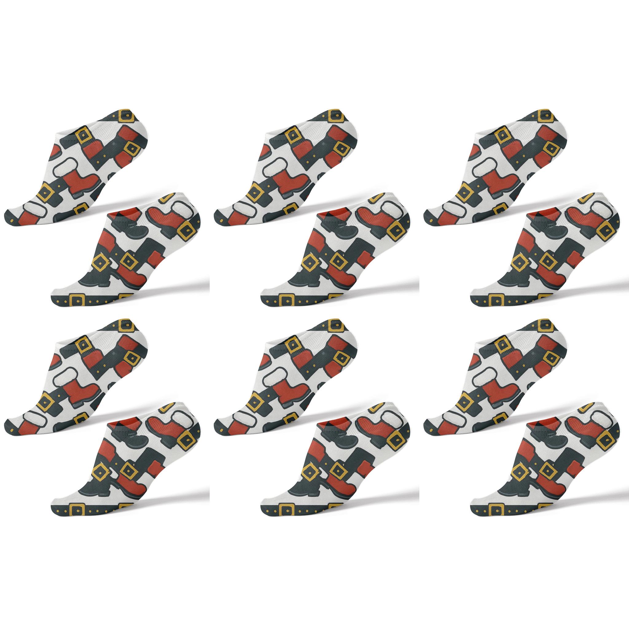 Santa-Boot Chevron With Belt Border custom ankle socks