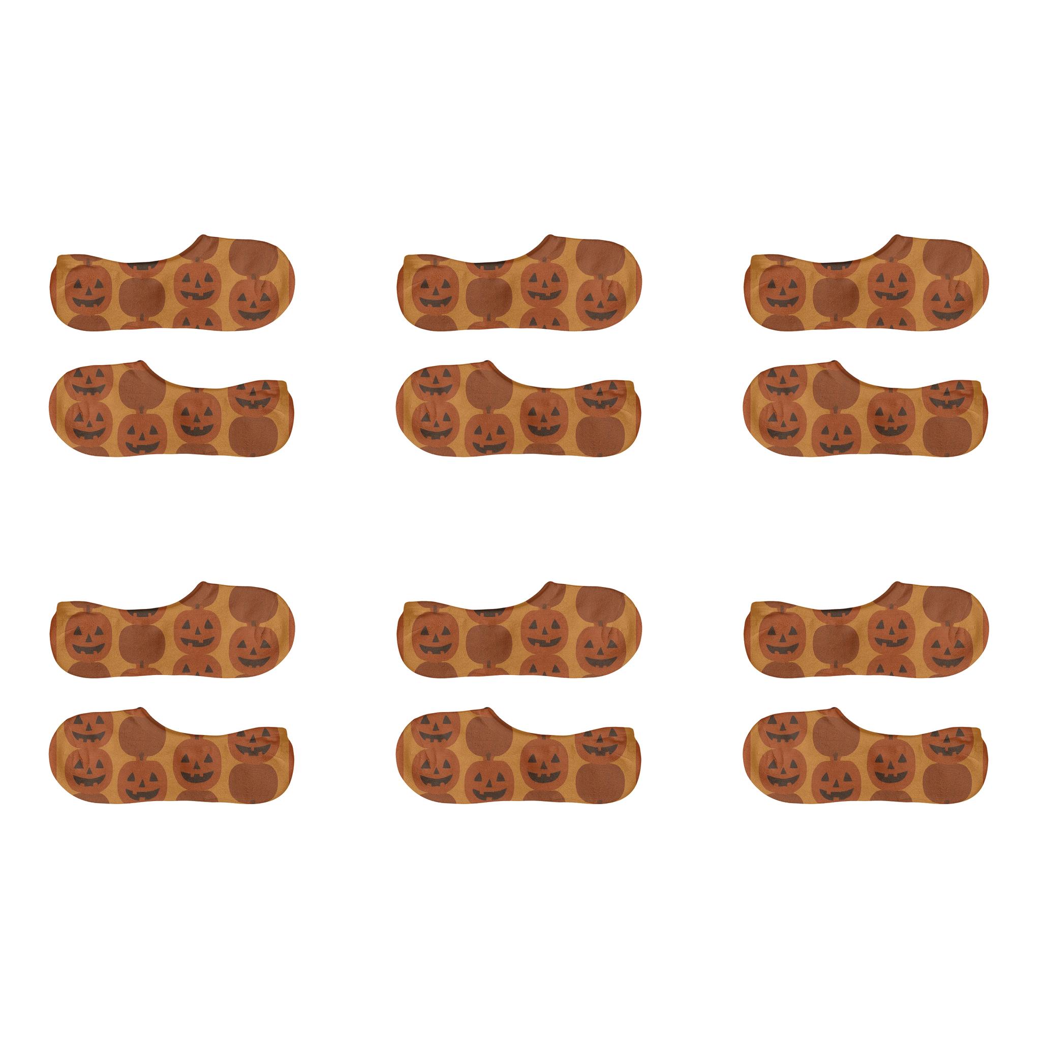 Pumpkin Stack Vertical Repeat On Orange Background trendy no-show sock styles