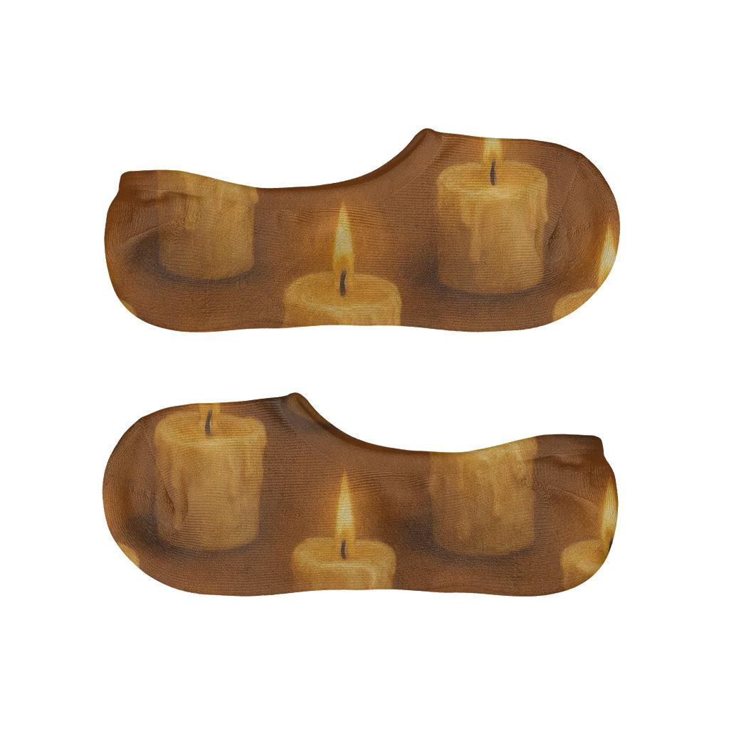 Amber Hearth Candle Grid anti-slip no-show socks