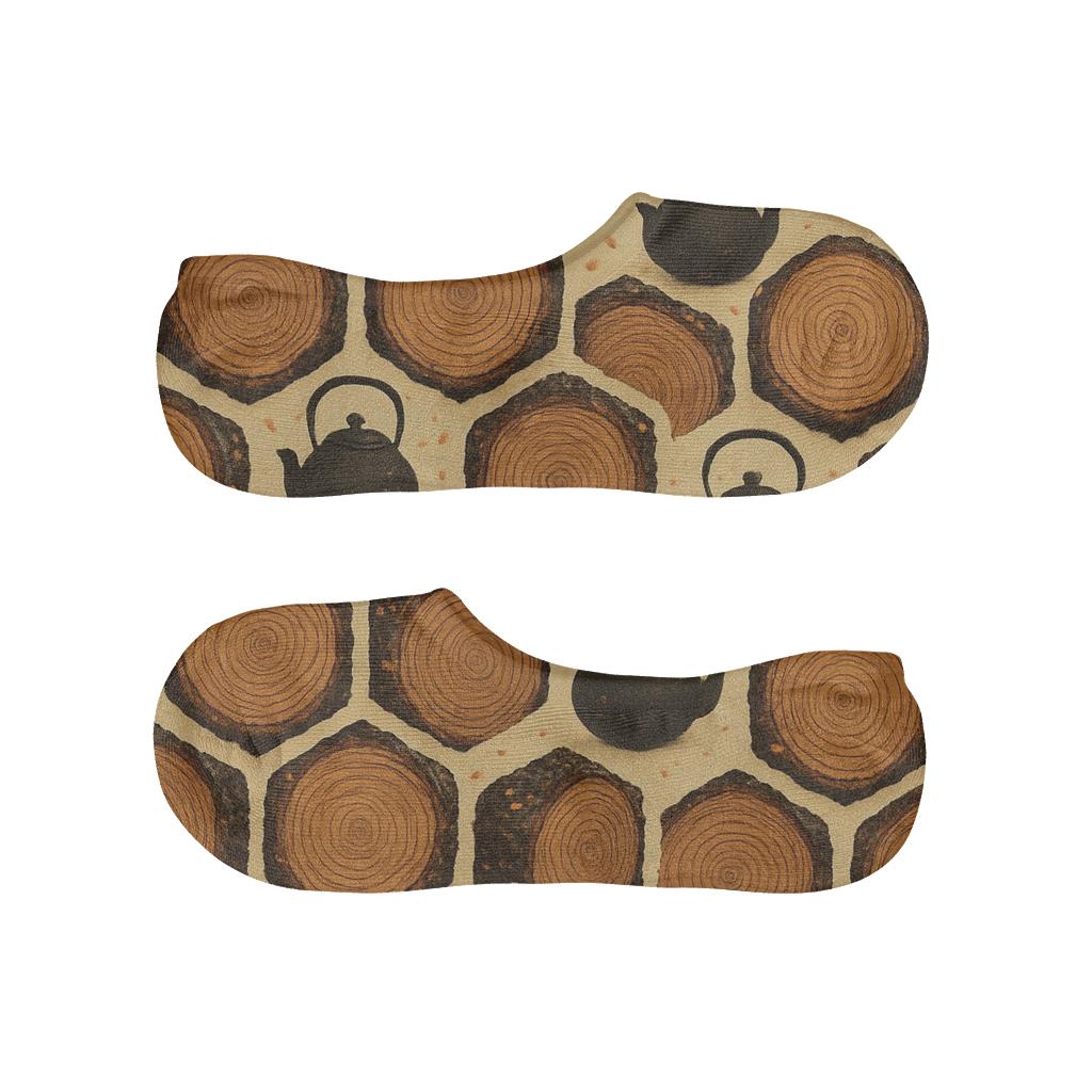 Heart Stacked Log Lattice designer print no-show socks