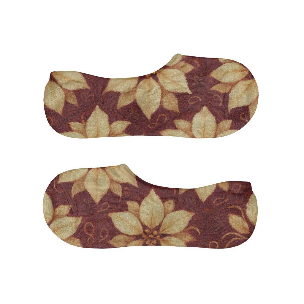 Layered Poinsettia Tessellation On Deep Crimson breathable no-show socks