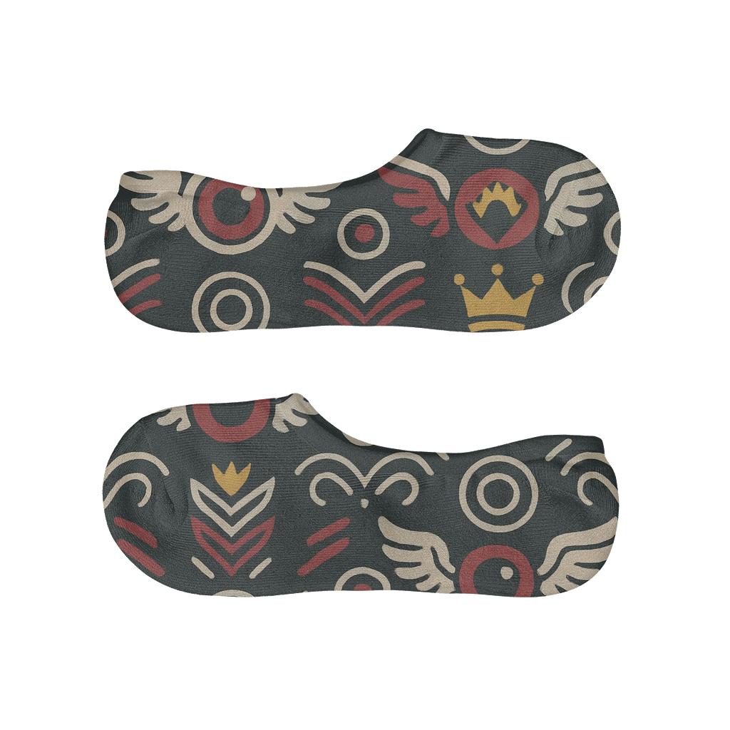 Feather Eye Motif Angel Crown designer printed no-show socks