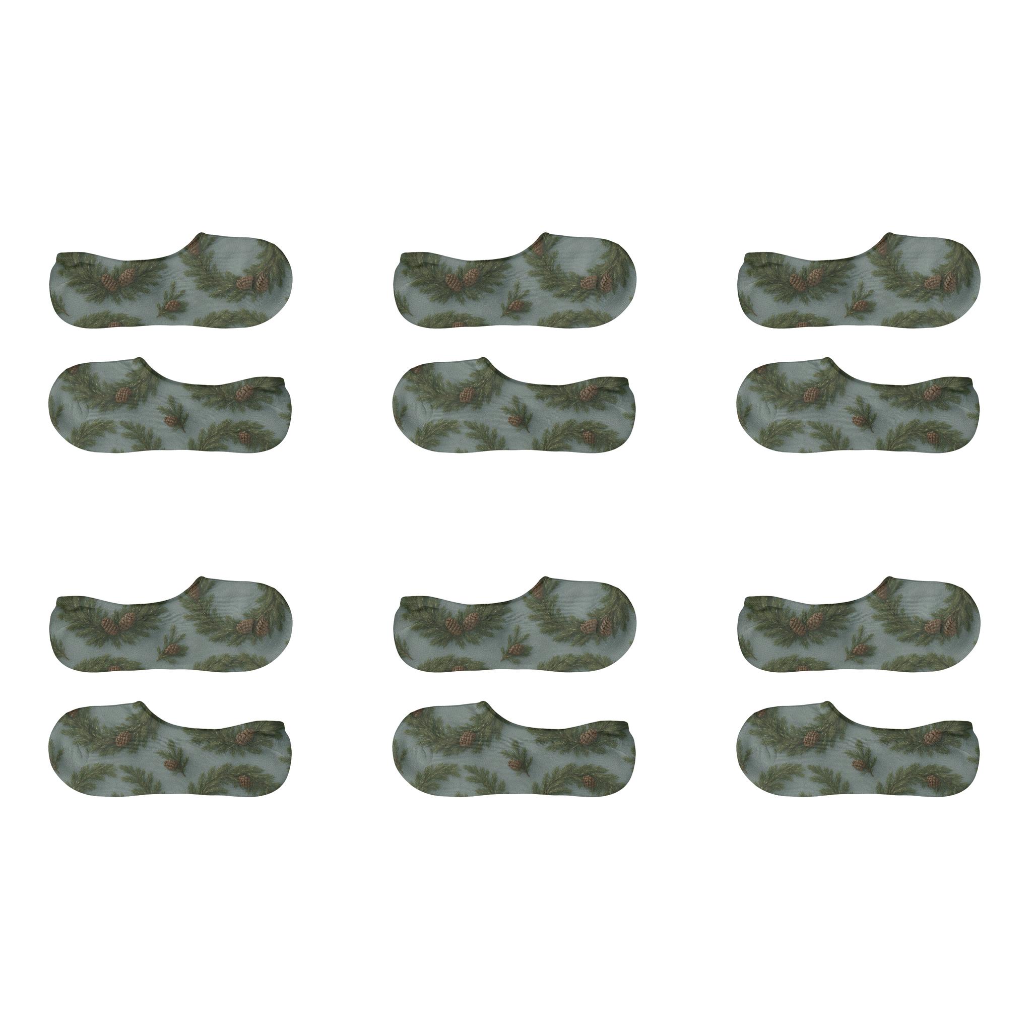Evergreen branches Wreath Repeat No-Show Socks (Pack of 6)