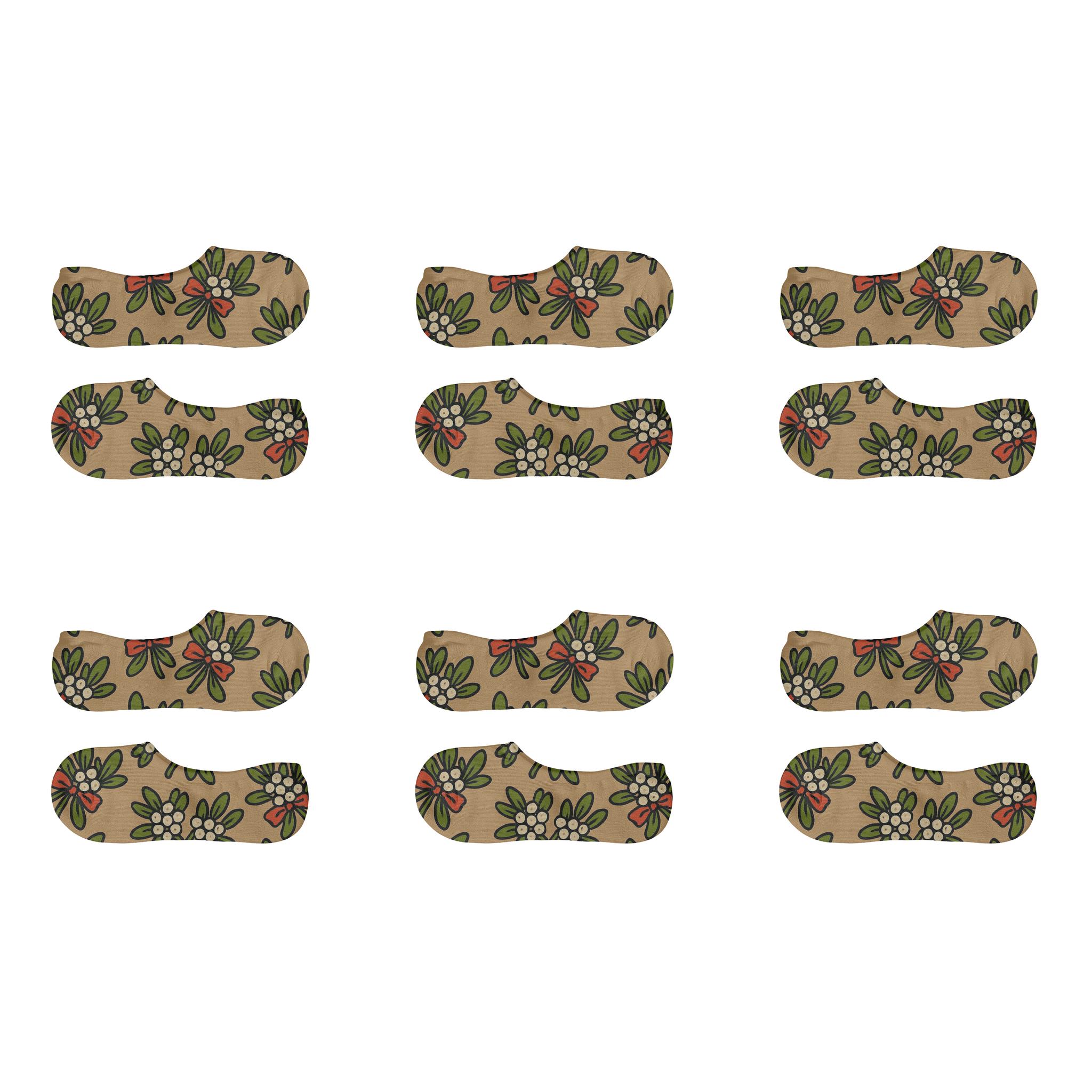 Paired Kissing Sprigs Mistletoe Motif personalized invisible socks