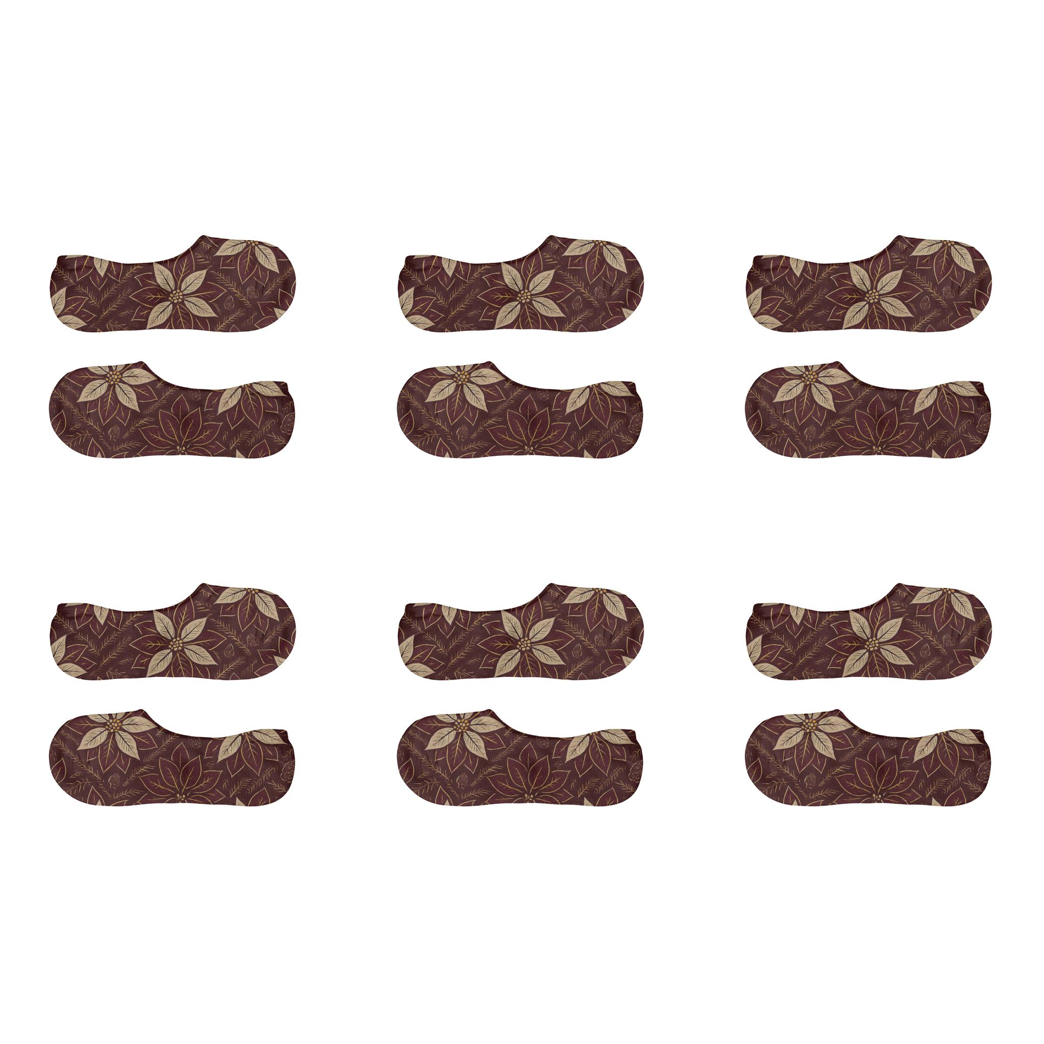 Star Bract Chevron On Burgundy Ground anti-slip no-show socks