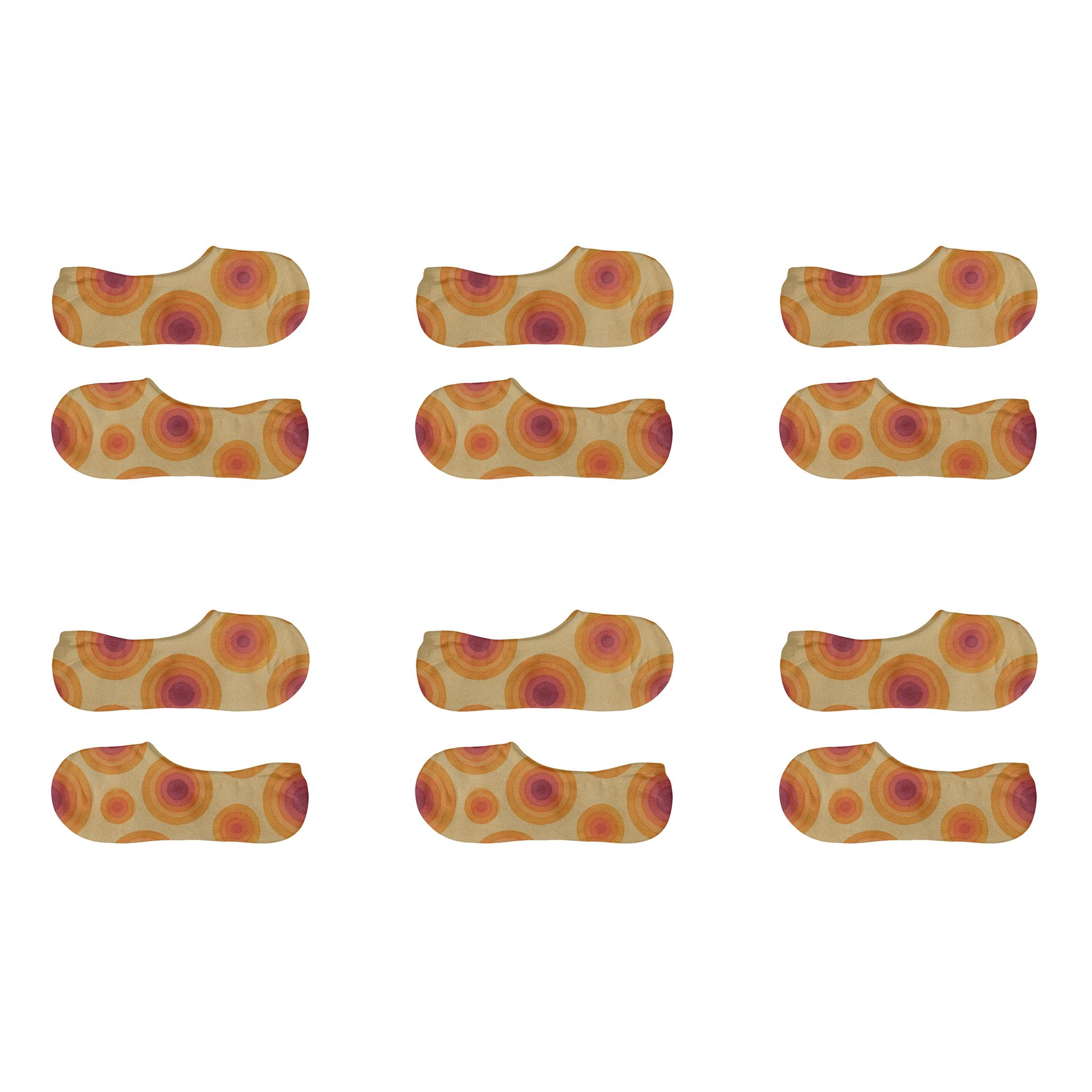 Sunset Ombre Bullseye Progression On Beige personalized no-show socks