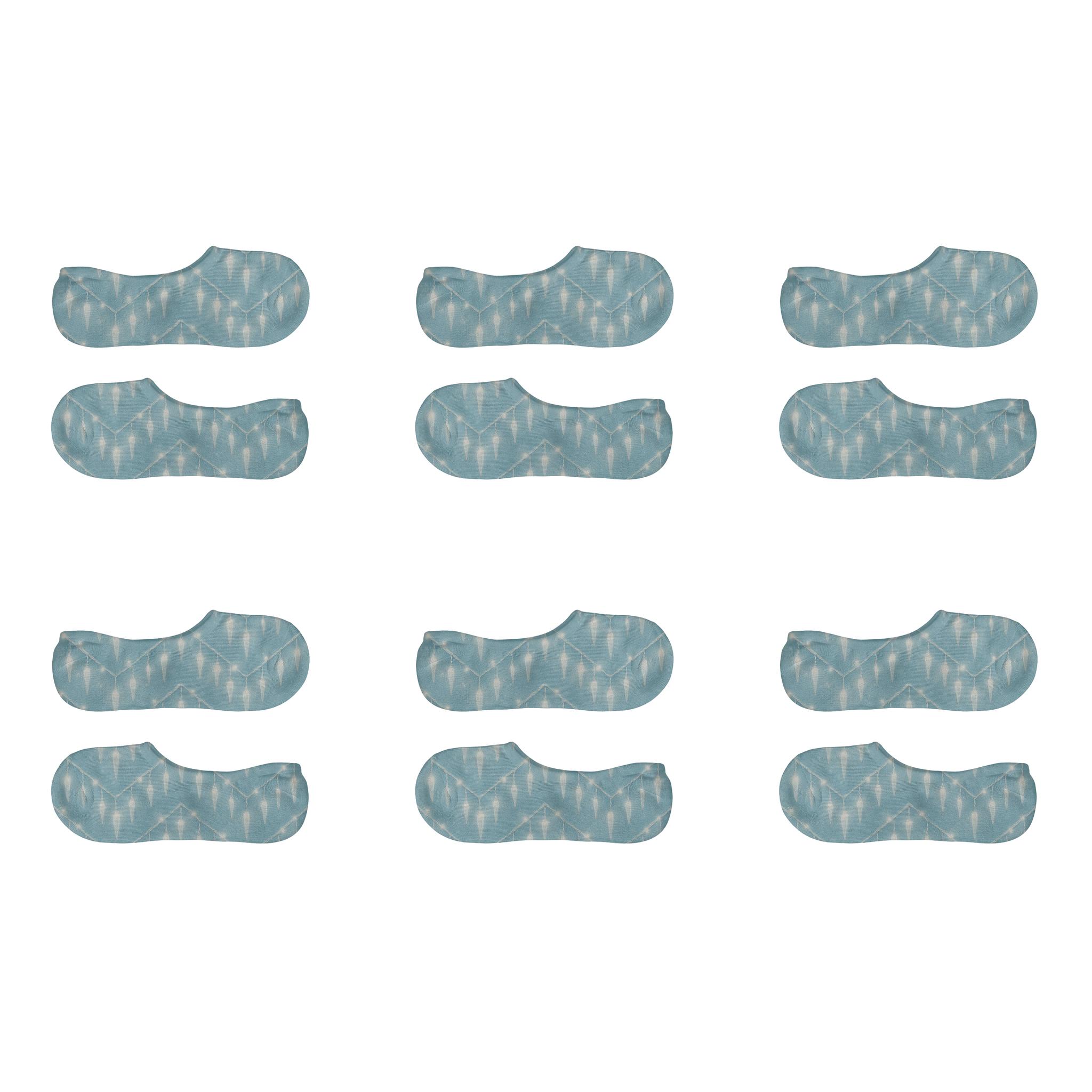 Icicle Light Chevron On Icy Blue Background custom no-show socks