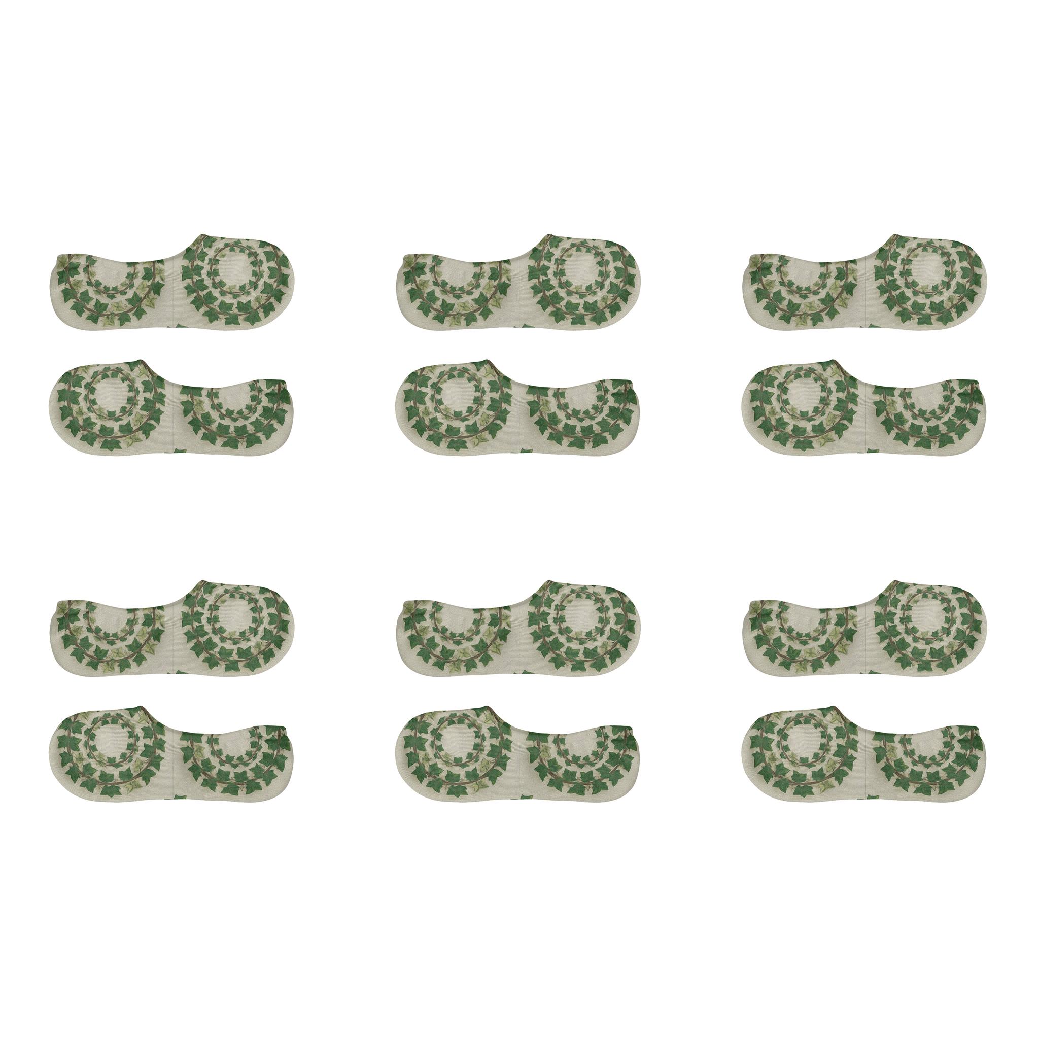 Ivy Wreath Medallion On Pale Cream designer printed no-show socks