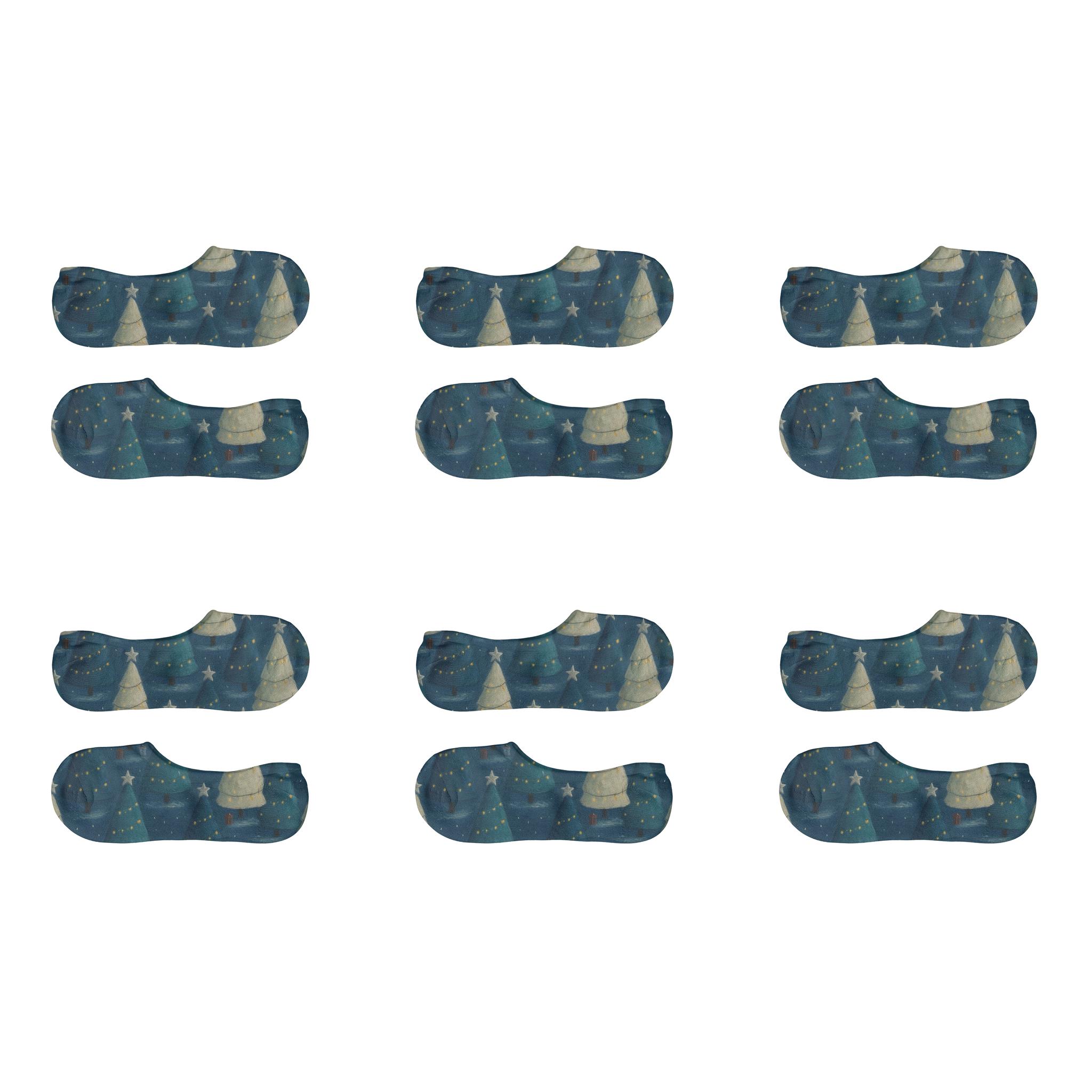 Conical Tree Tessellation On Midnight Blue Background comfortable invisible socks