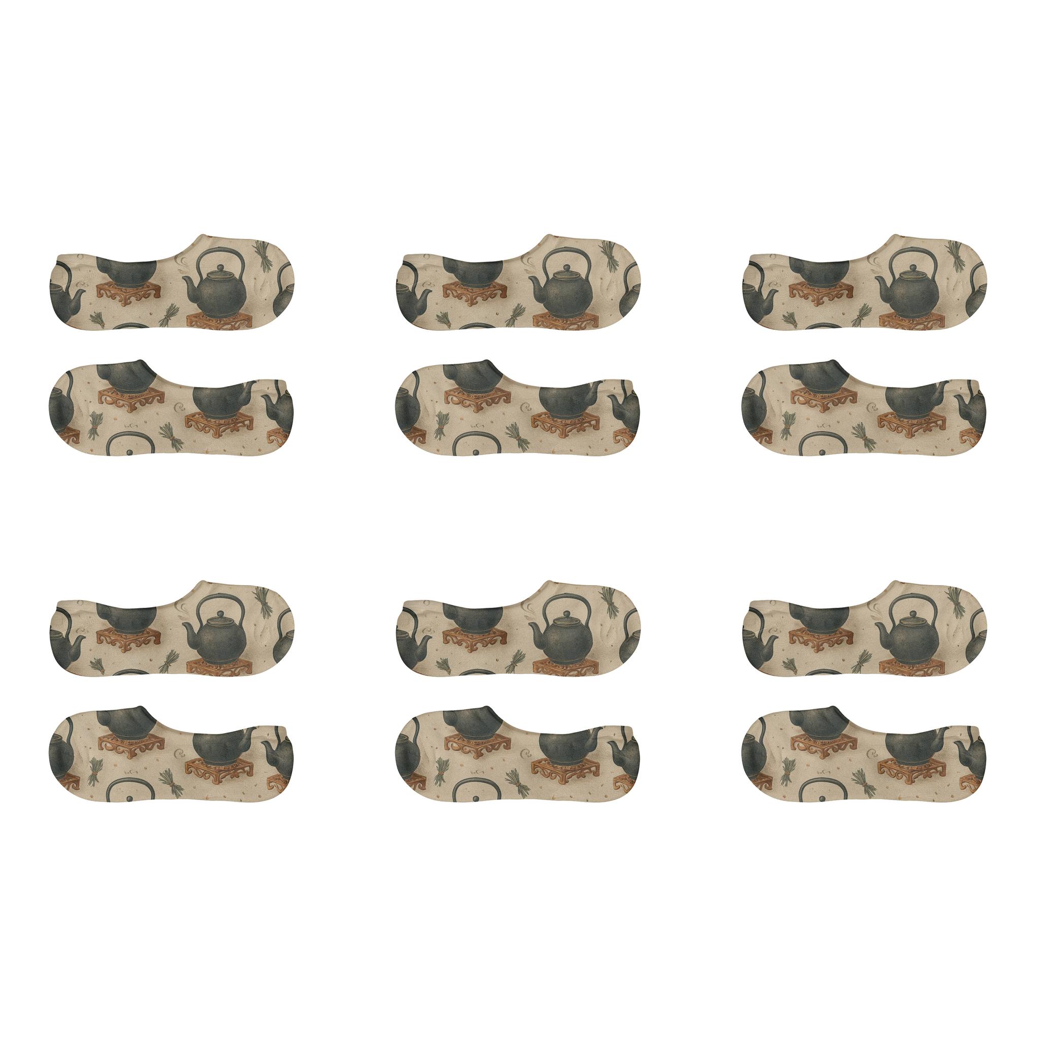 Kettle On Trivet Heart Pattern anti-slip no-show socks