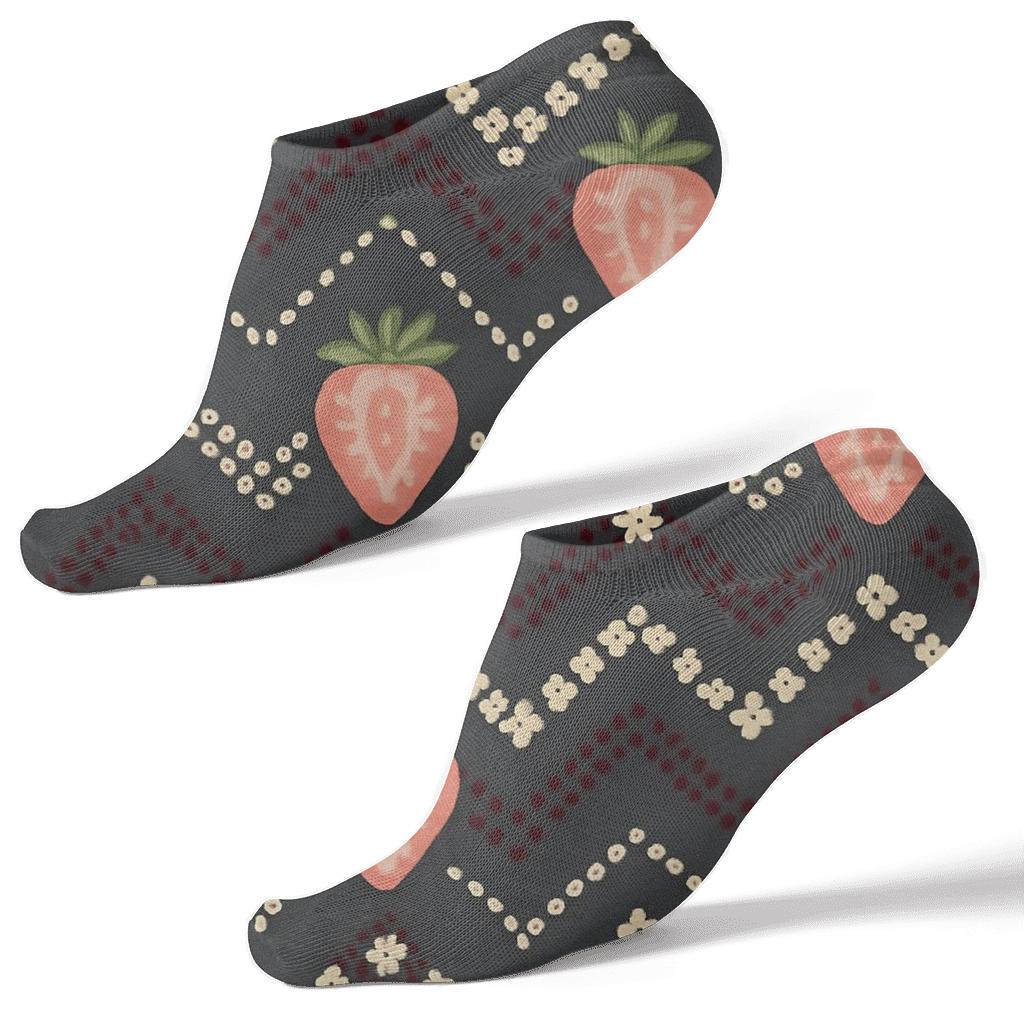 Seed Scatter Chevron On Charcoal Background custom ankle socks