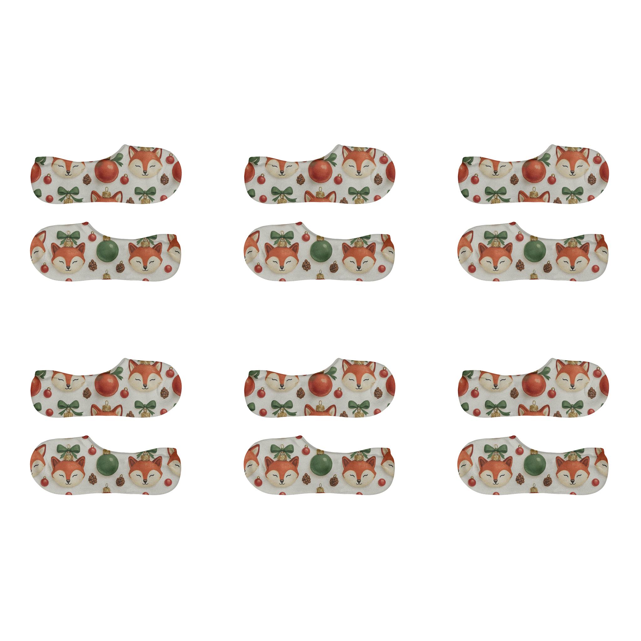 Red Fox Ornament Grid anti-slip no-show socks