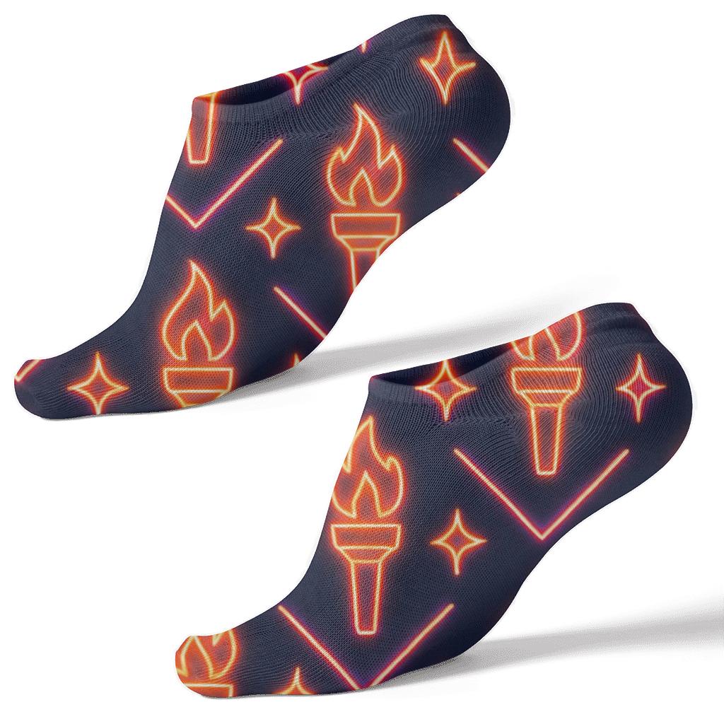 Neon Torch Chevron designer print ankle socks