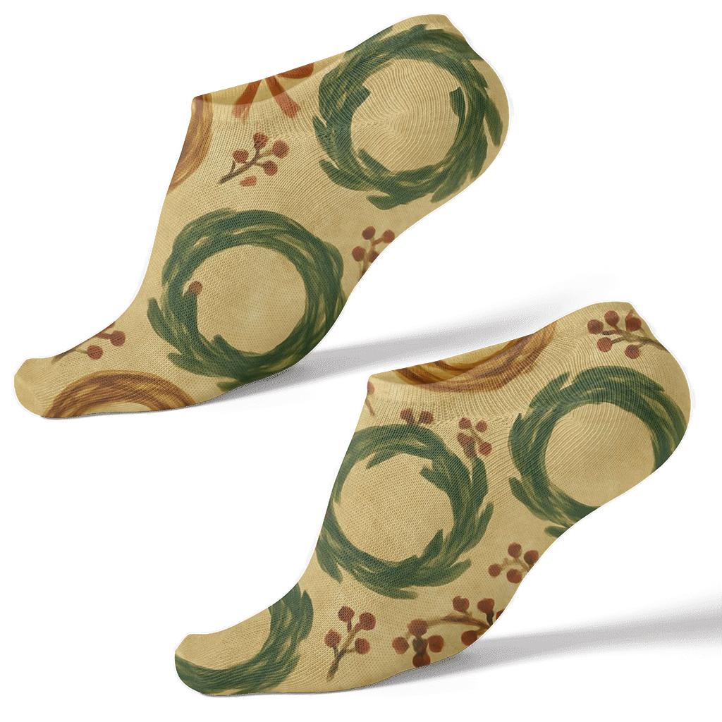 Twig And Vine Rings Mid Wreath Pattern personalized ankle socks
