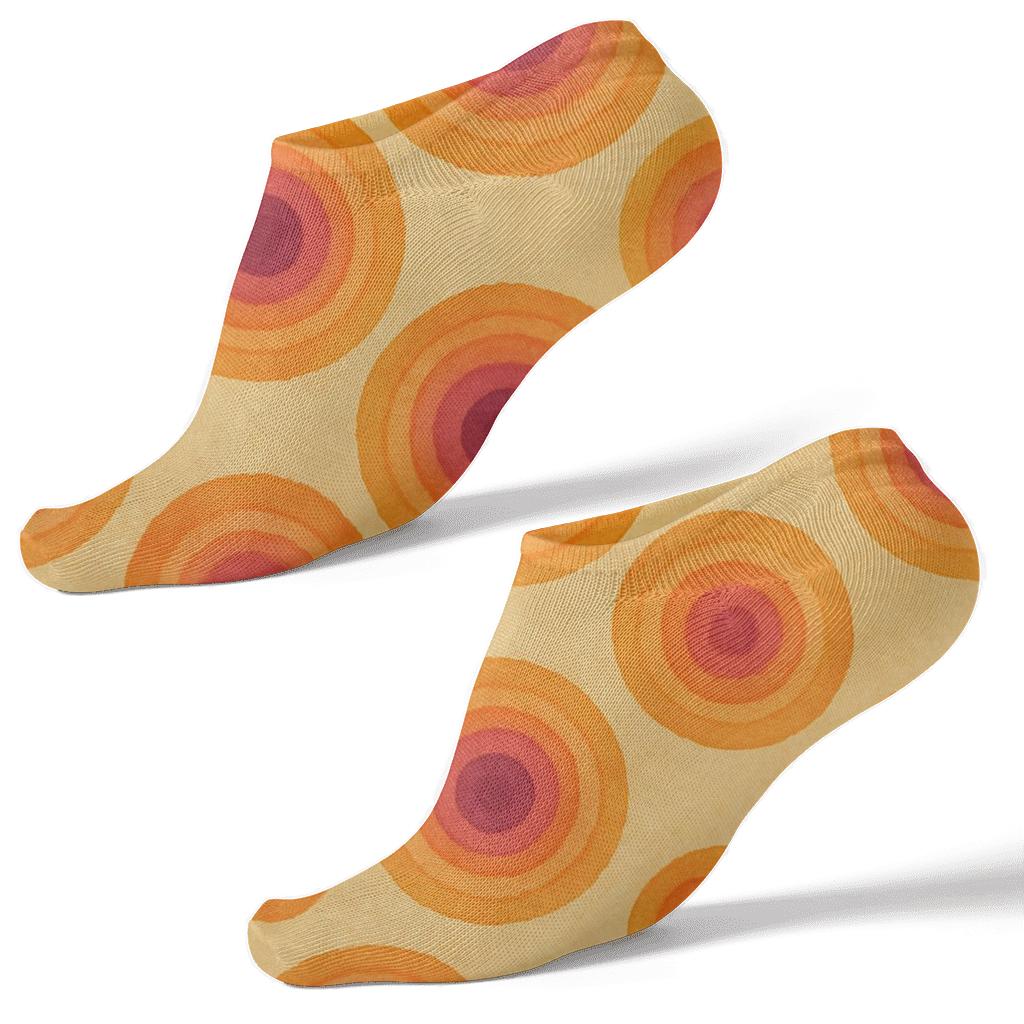 Sunset Ombre Bullseye Progression On Beige stylish athletic ankle socks
