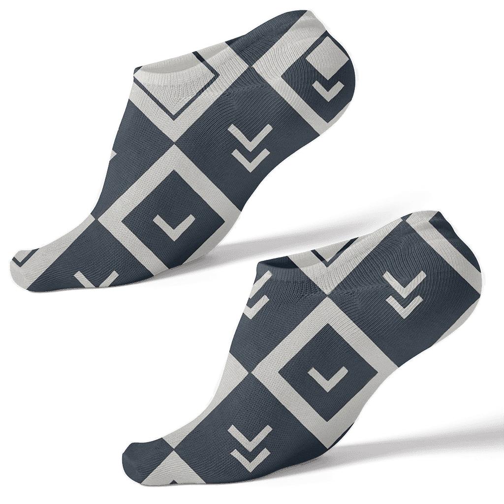 Diagonal Diamond Check With Chevron Insets unique graphic ankle socks
