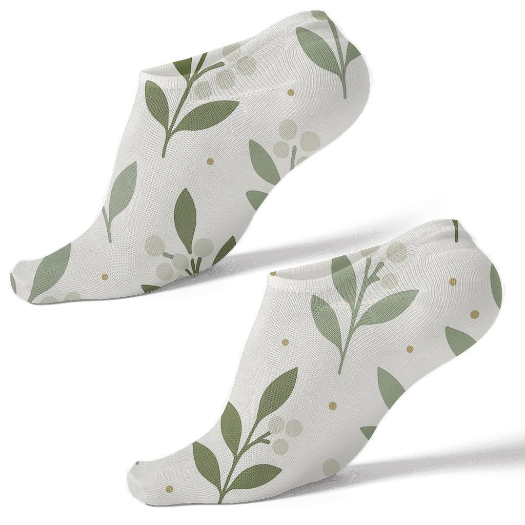 Sprig Silhouettes With Mistletoe Accent personalized ankle socks