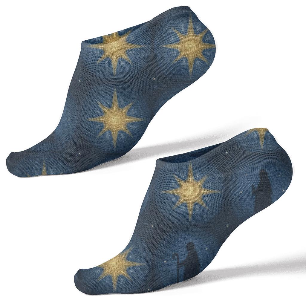 Nocturnal Star Medallion Tessellation Star Of Bethlehem designer print ankle socks